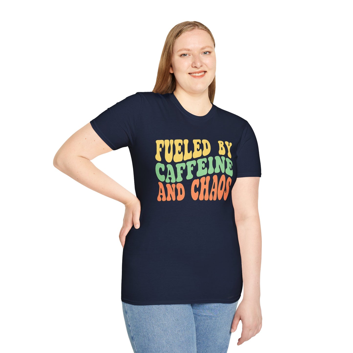 Fueled by Caffeine and Chaos T-Shirt — Retro Graphic Coffee Lover Tee