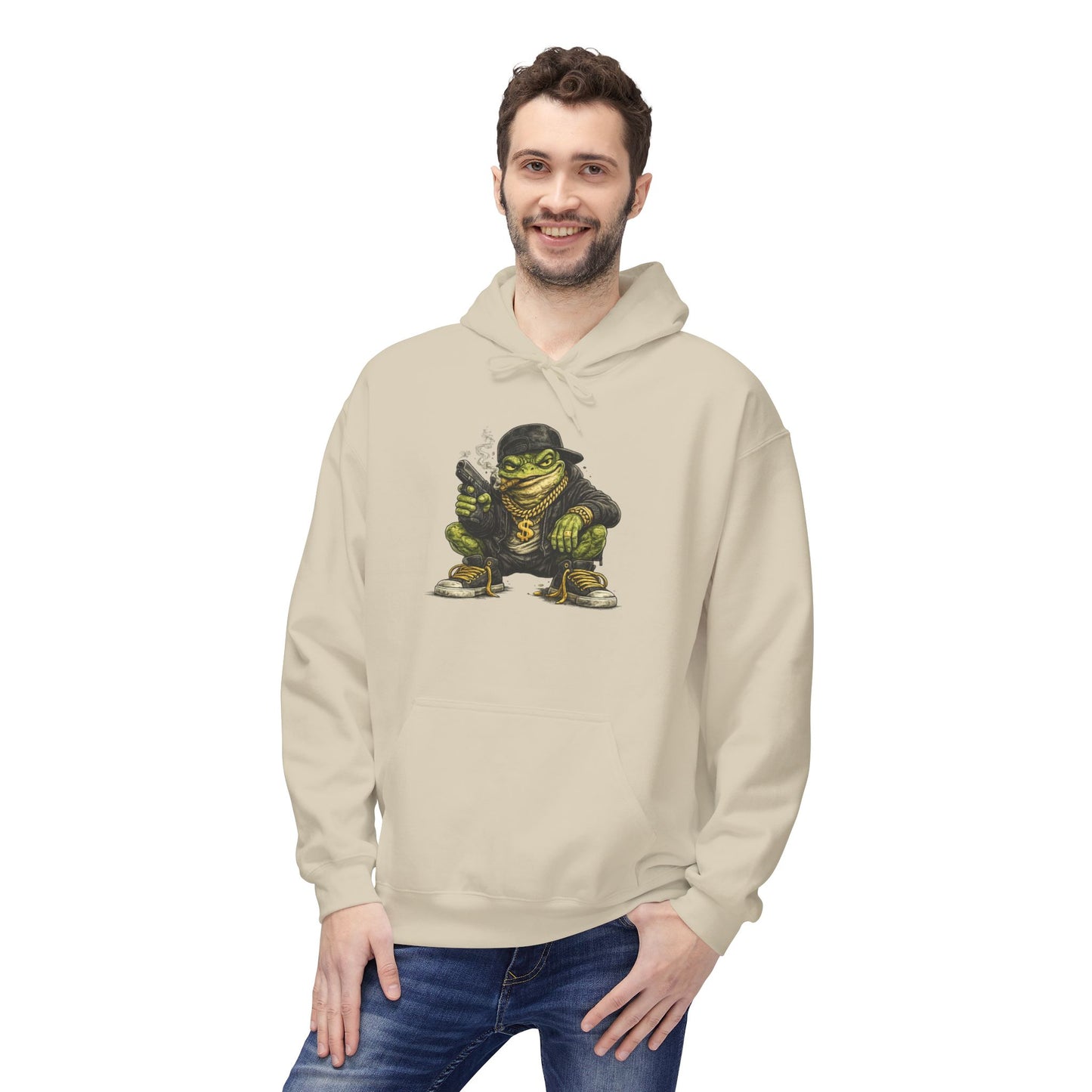 Hoodie — Retro Gangster Frog Graphic Hoodie