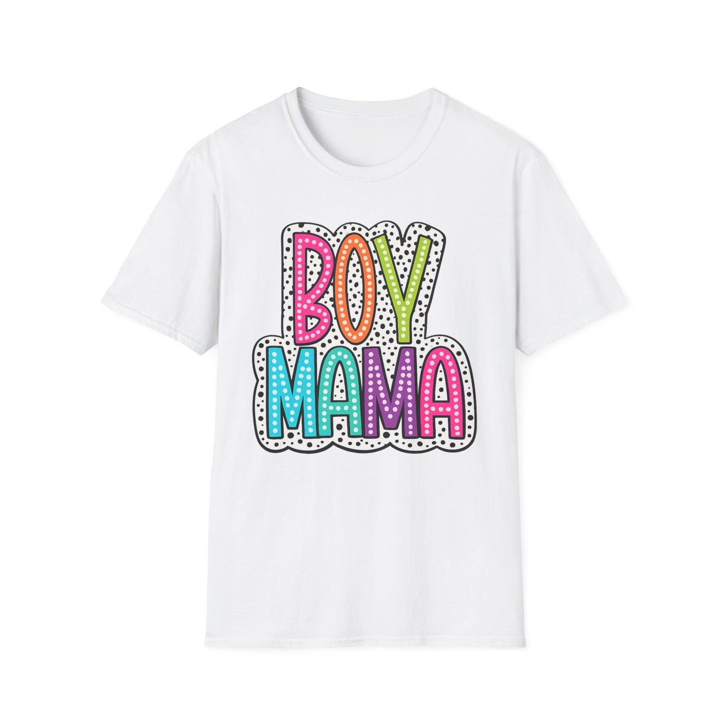 Boy Mama T-Shirt — Colorful Polka Dot Mom Tee