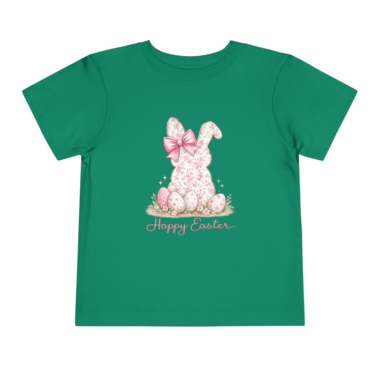 Toddler Tee — Pink Floral Bunny "Happy Easter"