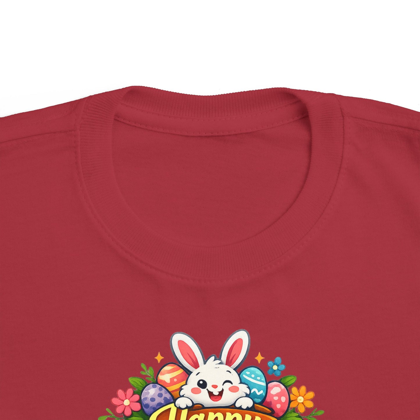 Toddler Easter Tee — "Happy Easter" Bunny & Eggs Spring Graphic