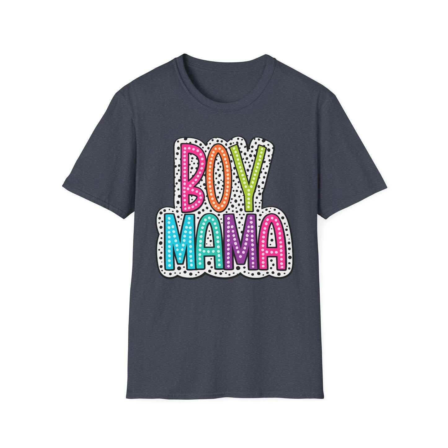 Boy Mama T-Shirt — Colorful Polka Dot Mom Tee