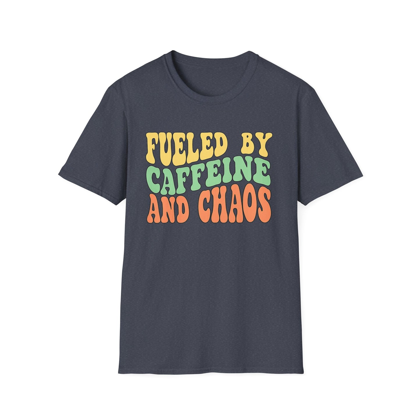Fueled by Caffeine and Chaos T-Shirt — Retro Graphic Coffee Lover Tee