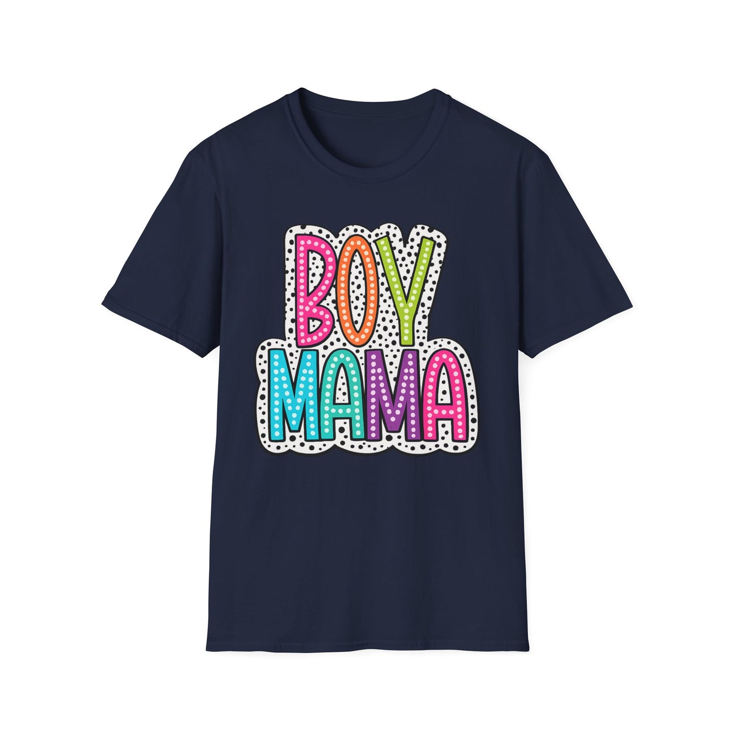Boy Mama T-Shirt — Colorful Polka Dot Mom Tee