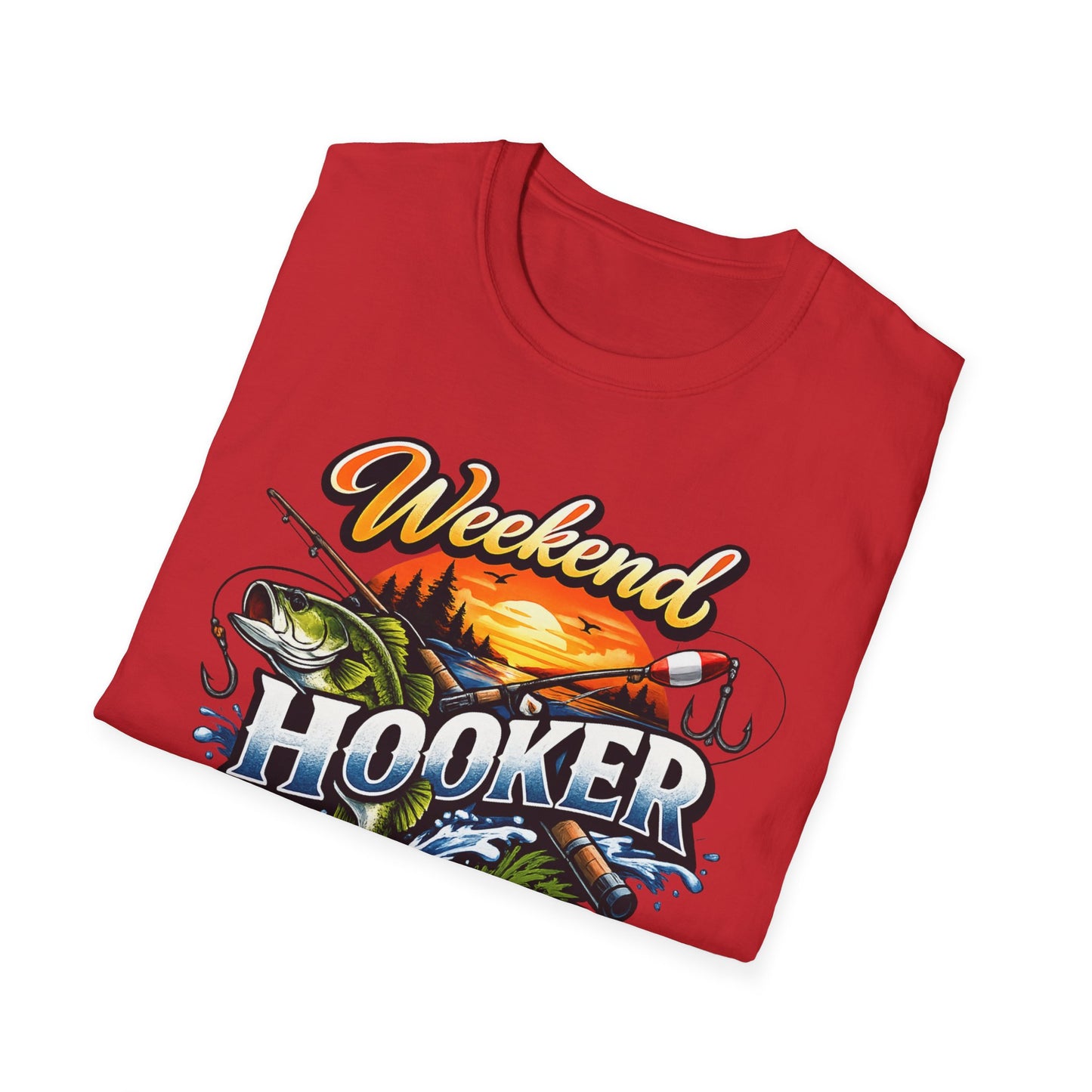 Weekend Hooker Fishing T-Shirt — Bass Sunset Angler Tee