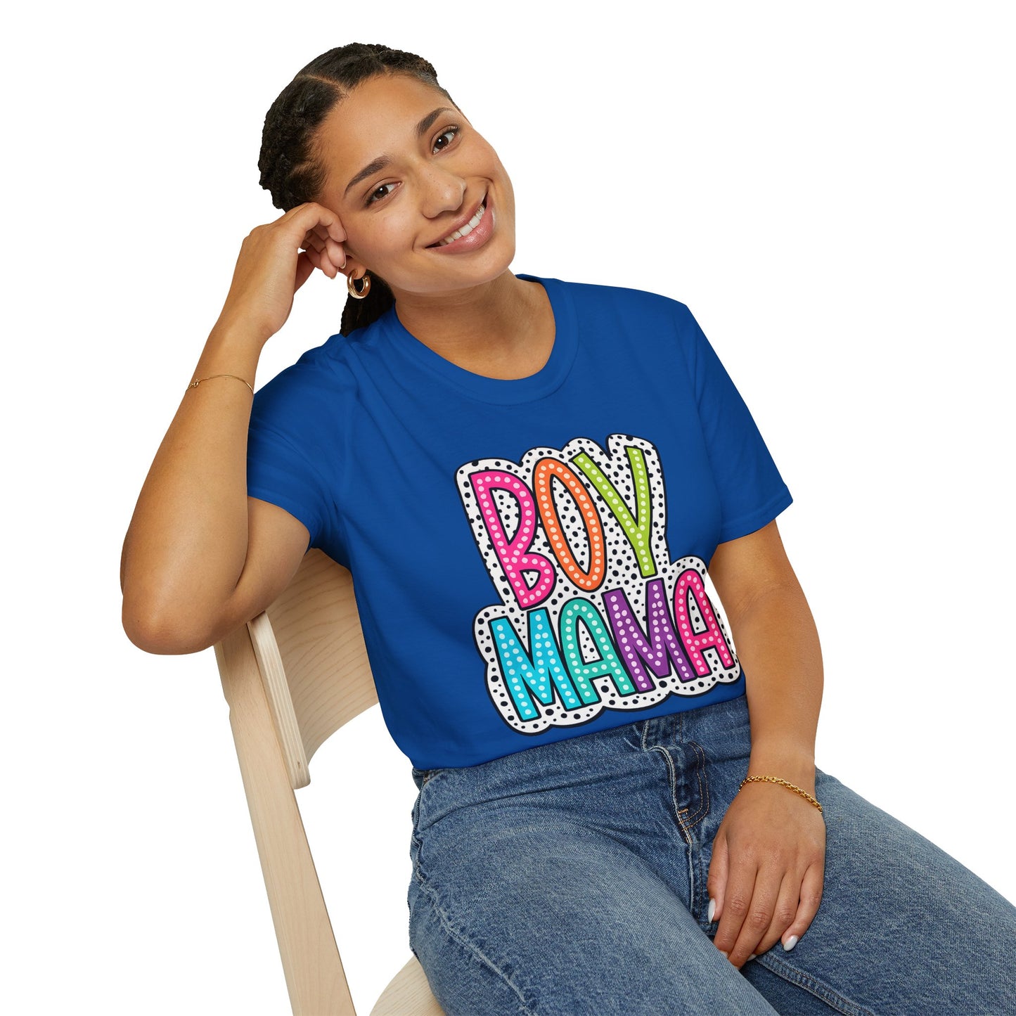 Boy Mama T-Shirt — Colorful Polka Dot Mom Tee