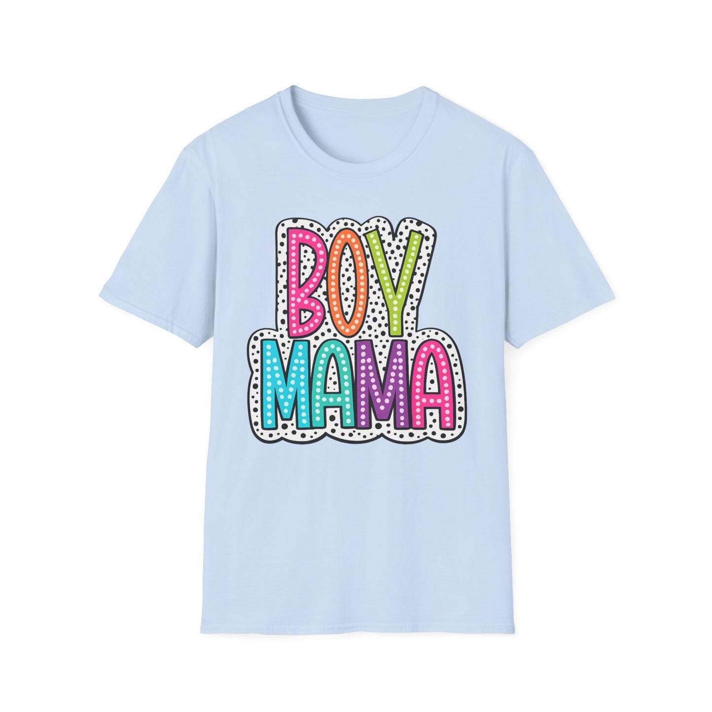 Boy Mama T-Shirt — Colorful Polka Dot Mom Tee