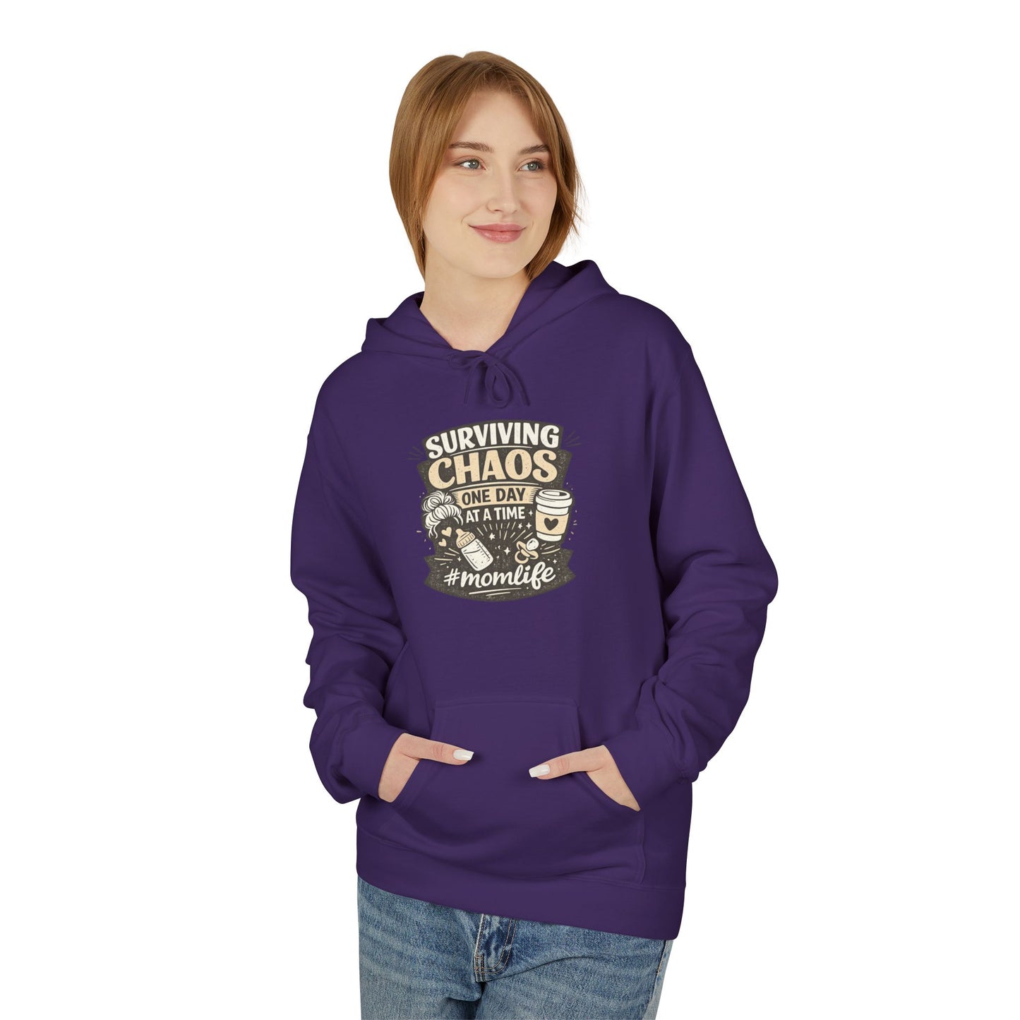 Mom Life Hoodie — “Surviving Chaos One Day At A Time” Graphic