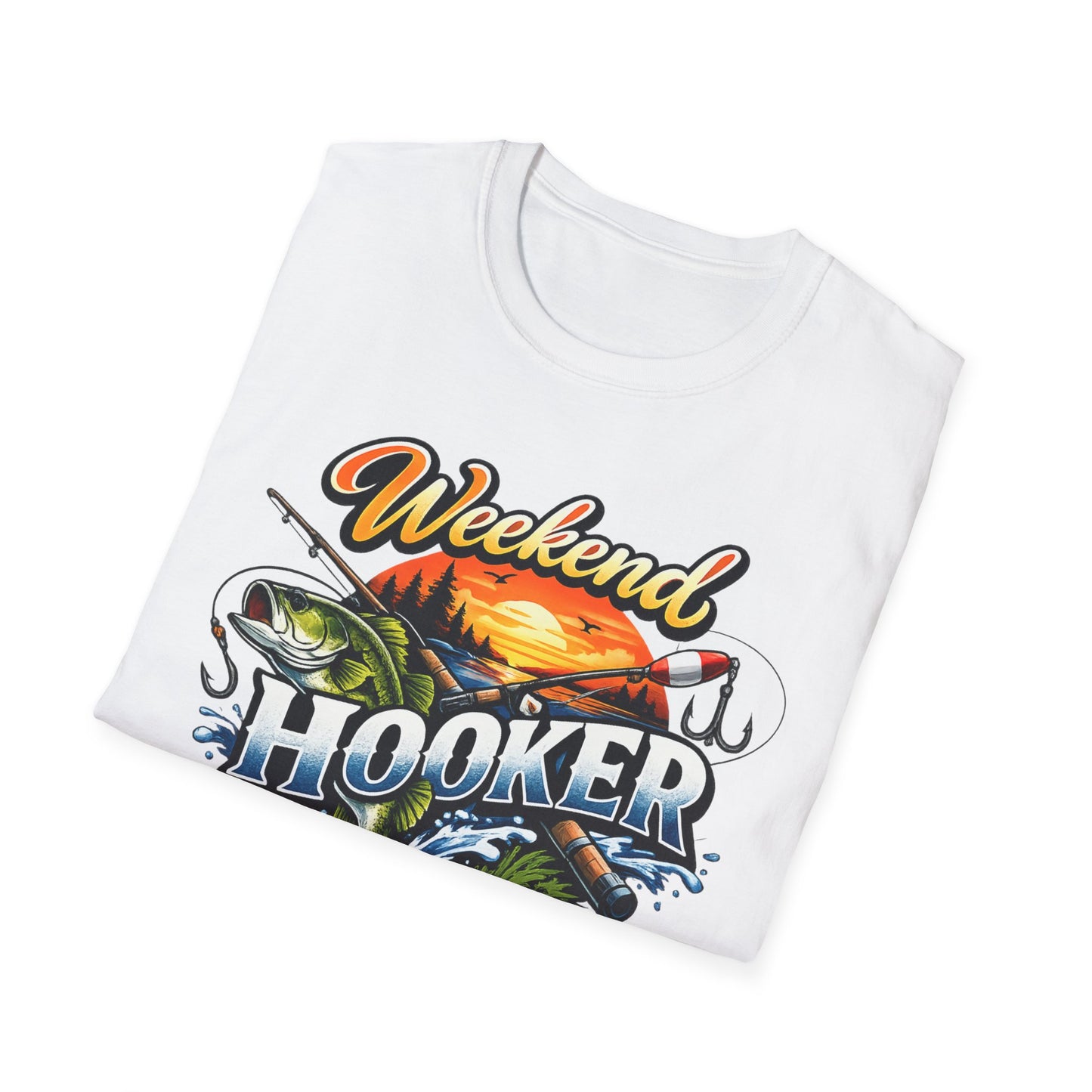Weekend Hooker Fishing T-Shirt — Bass Sunset Angler Tee