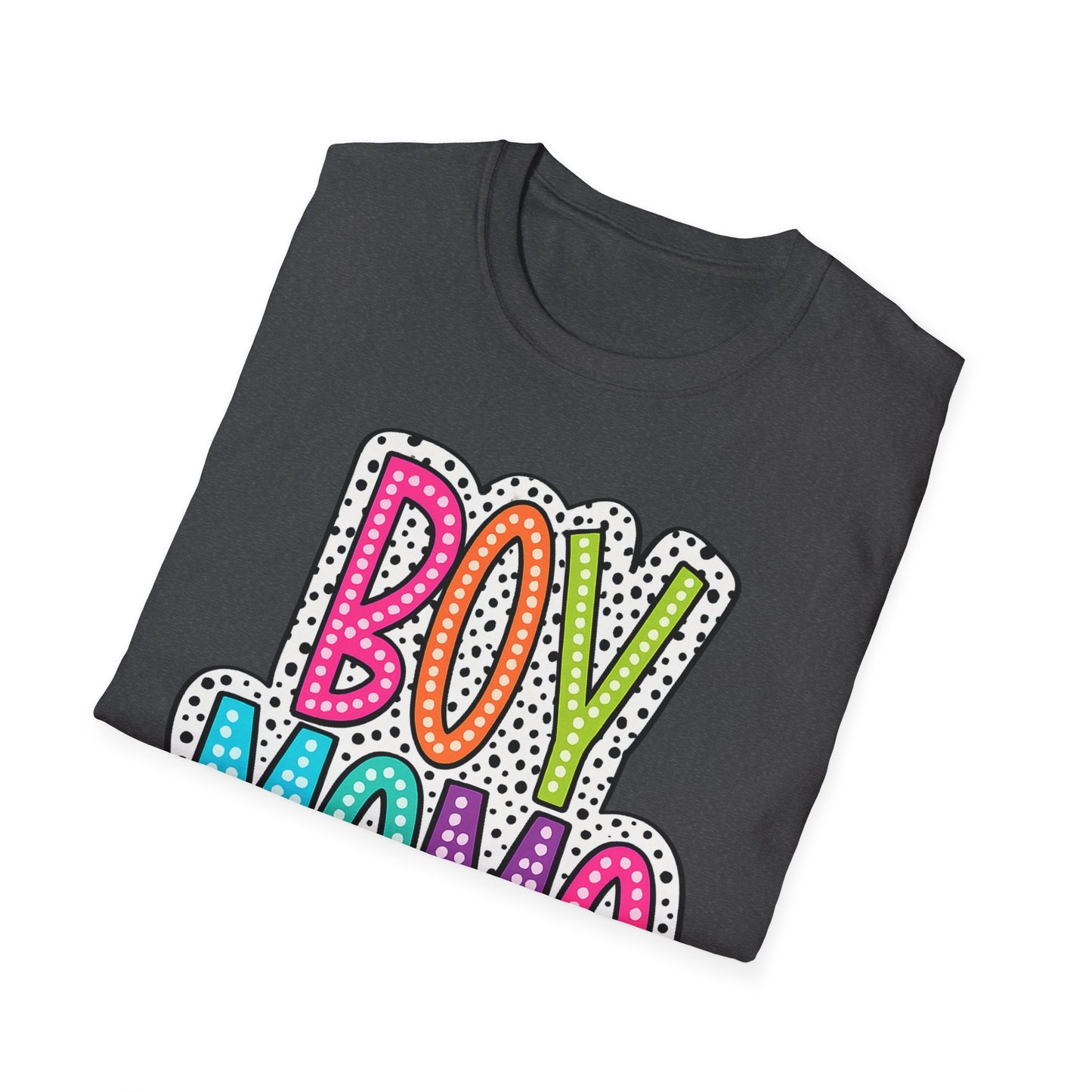 Boy Mama T-Shirt — Colorful Polka Dot Mom Tee