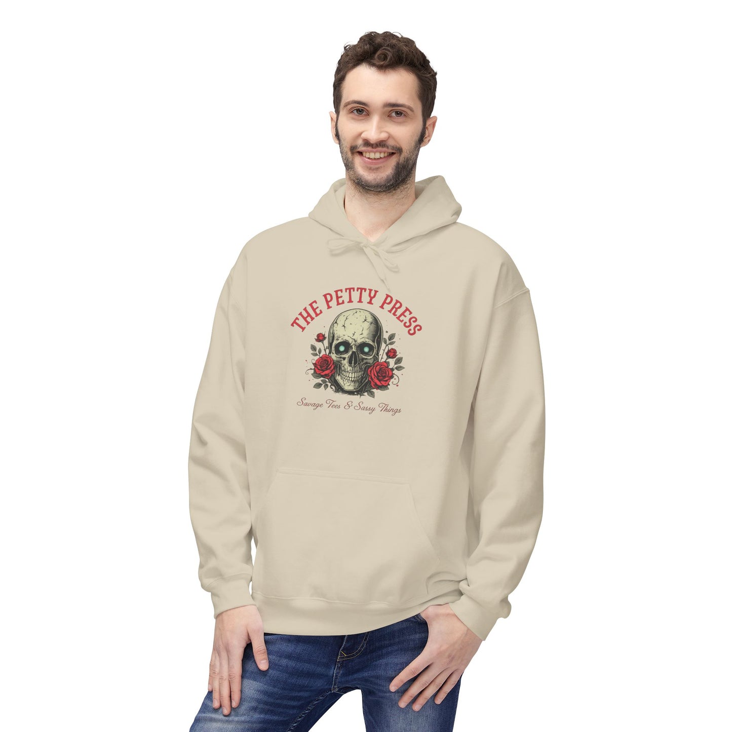 Skull & Roses Hoodie — The Petty Press Gothic Floral Pullover