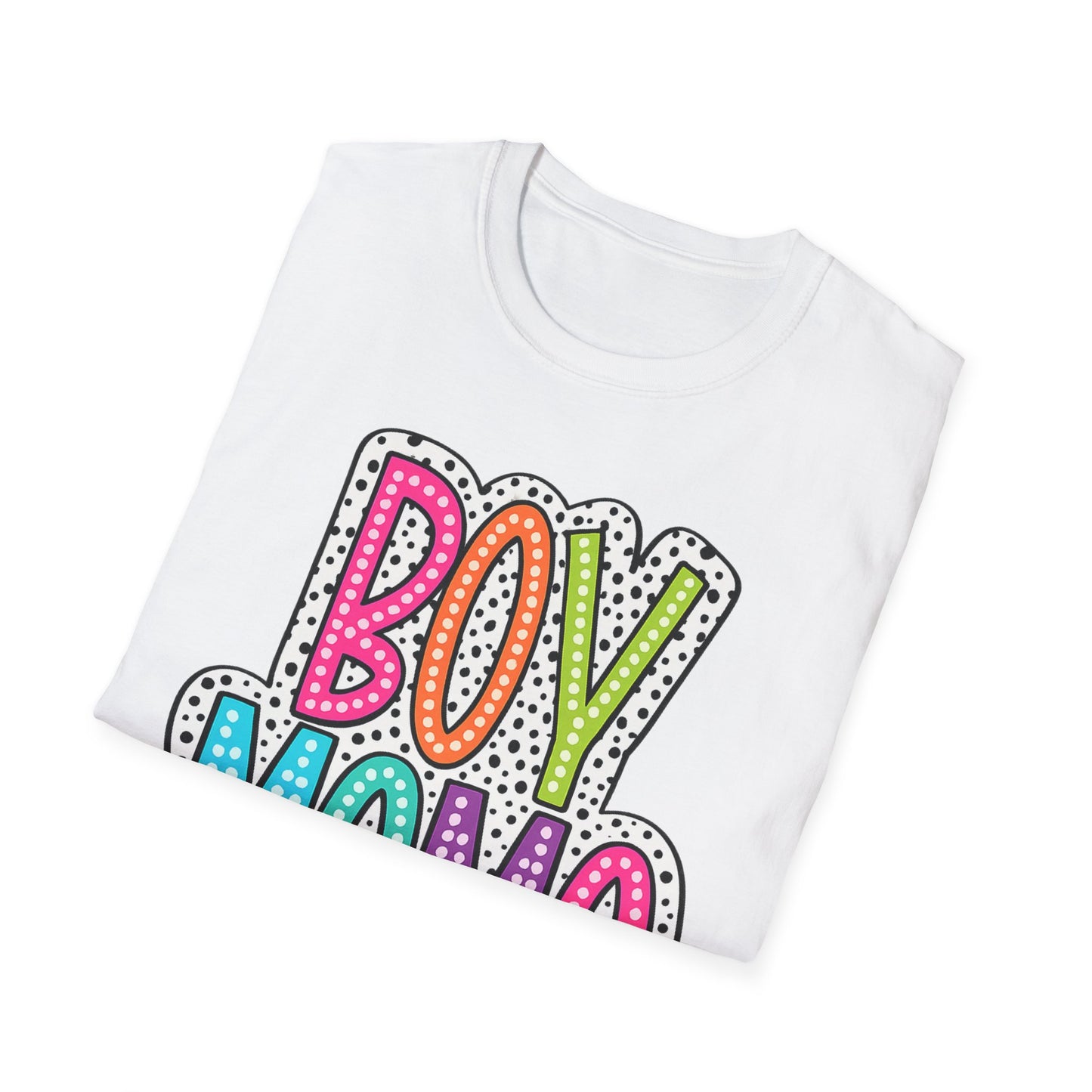 Boy Mama T-Shirt — Colorful Polka Dot Mom Tee