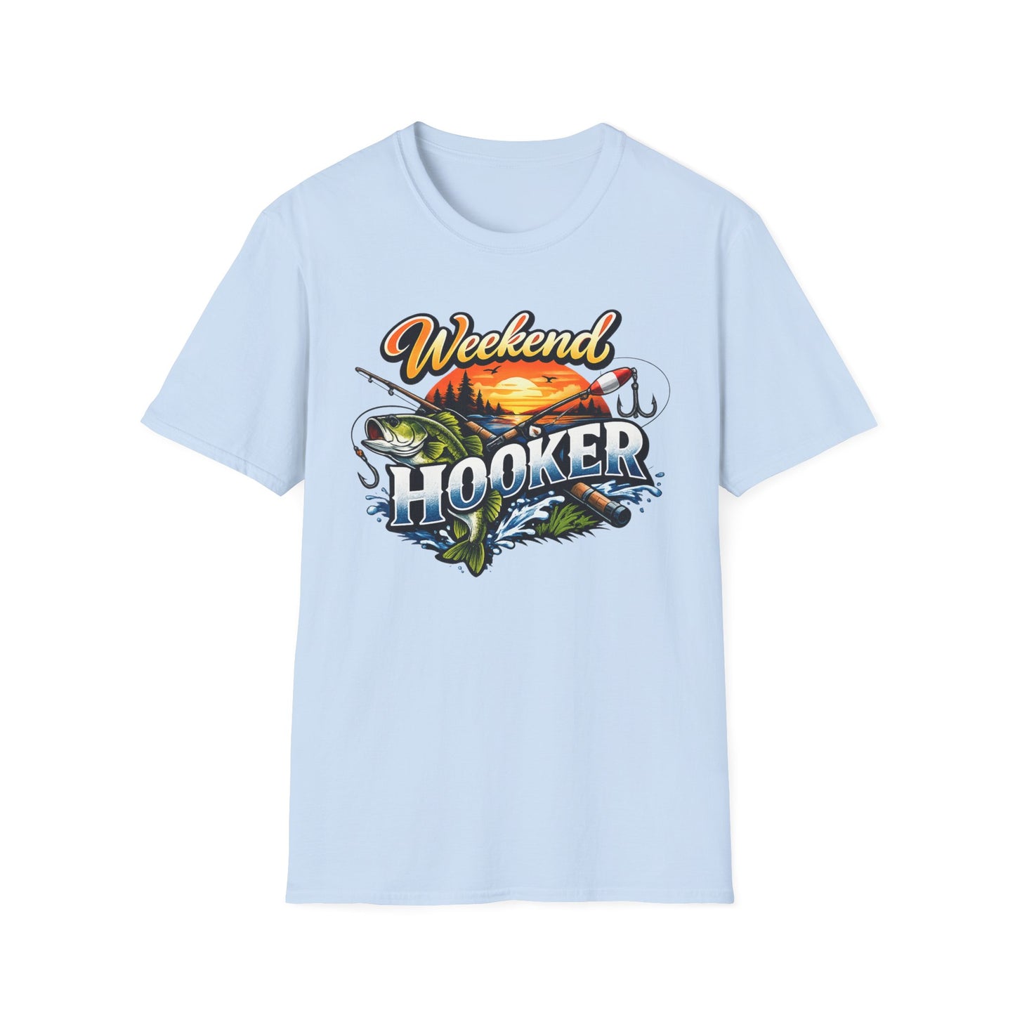 Weekend Hooker Fishing T-Shirt — Bass Sunset Angler Tee