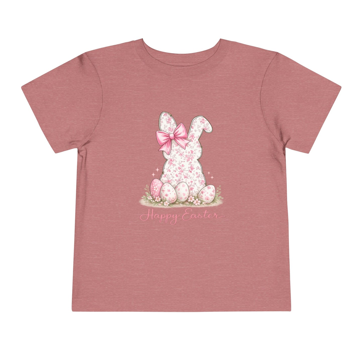 Toddler Tee — Pink Floral Bunny "Happy Easter"