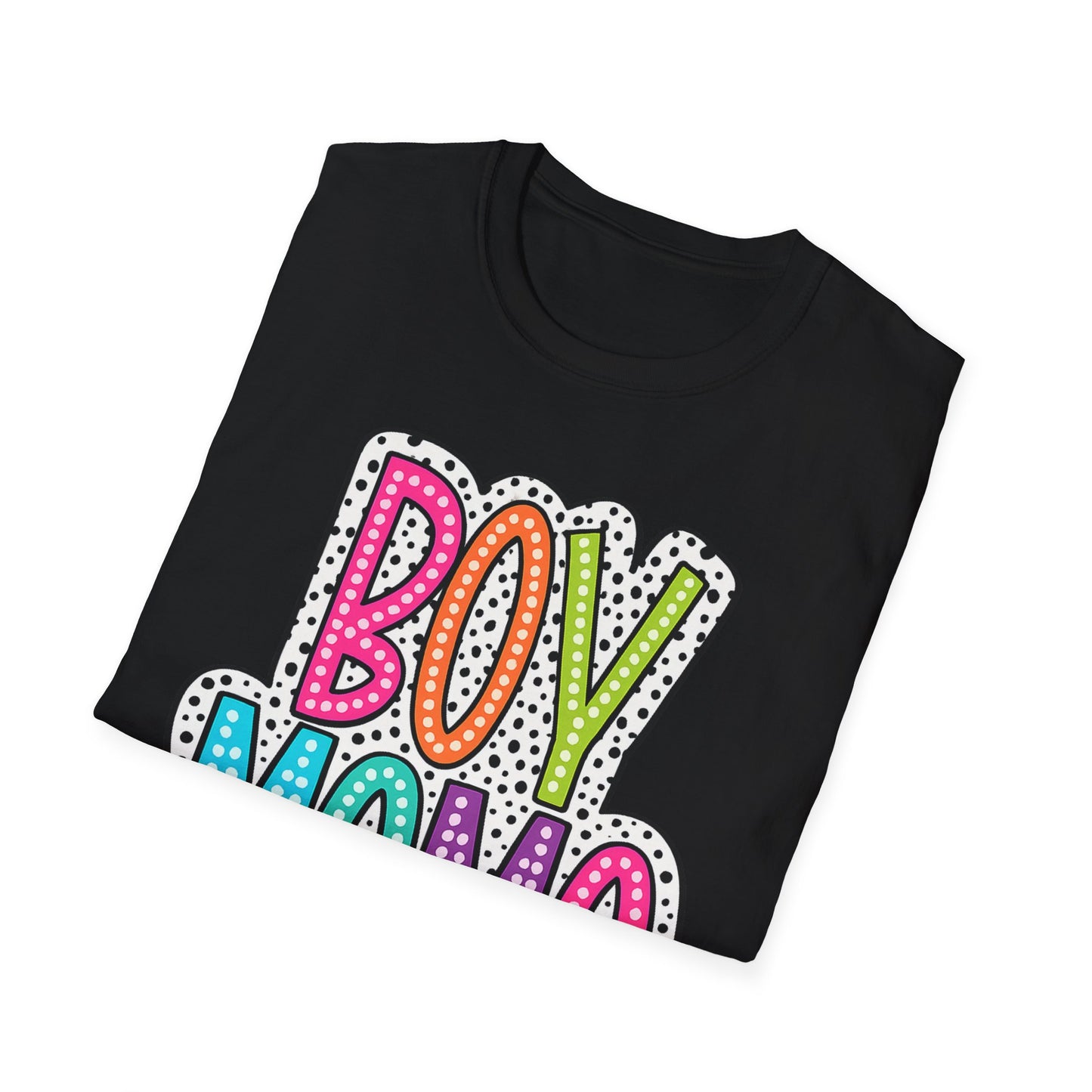 Boy Mama T-Shirt — Colorful Polka Dot Mom Tee