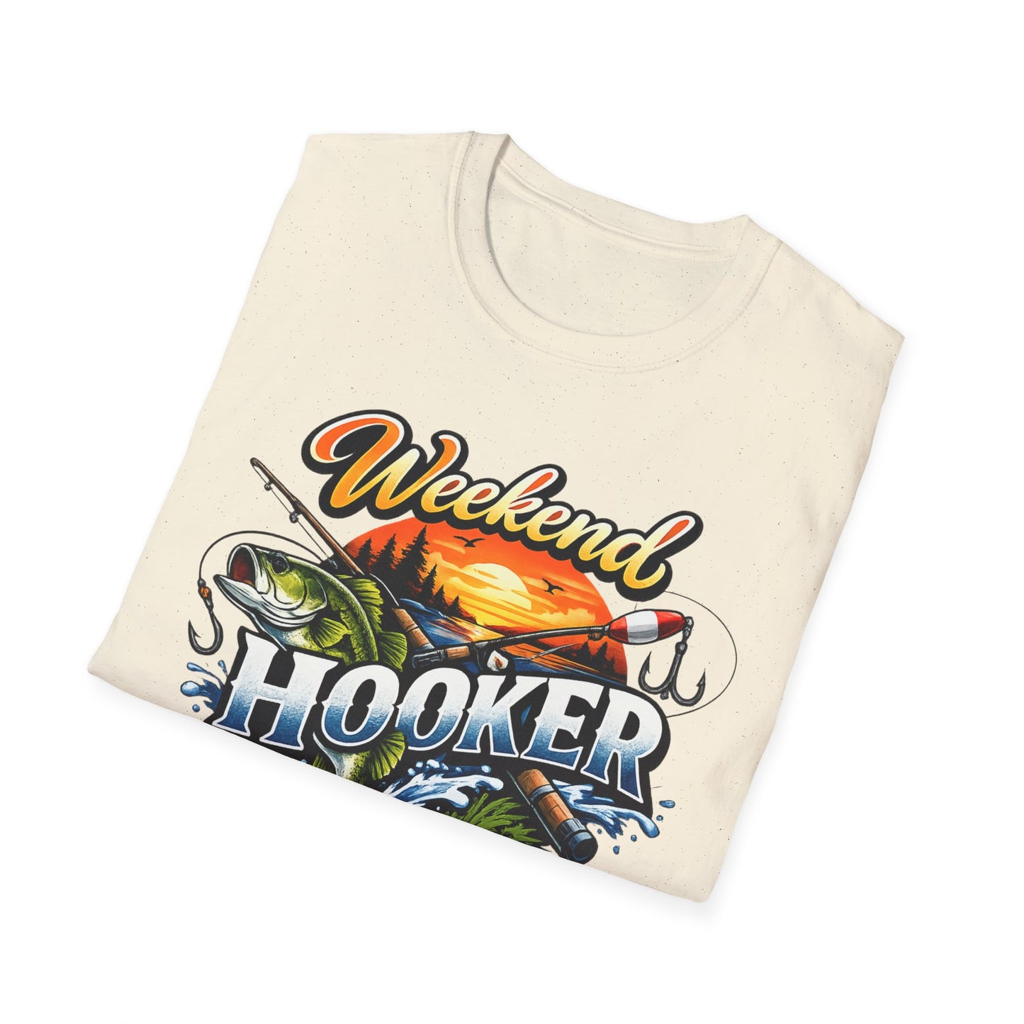 Weekend Hooker Fishing T-Shirt — Bass Sunset Angler Tee