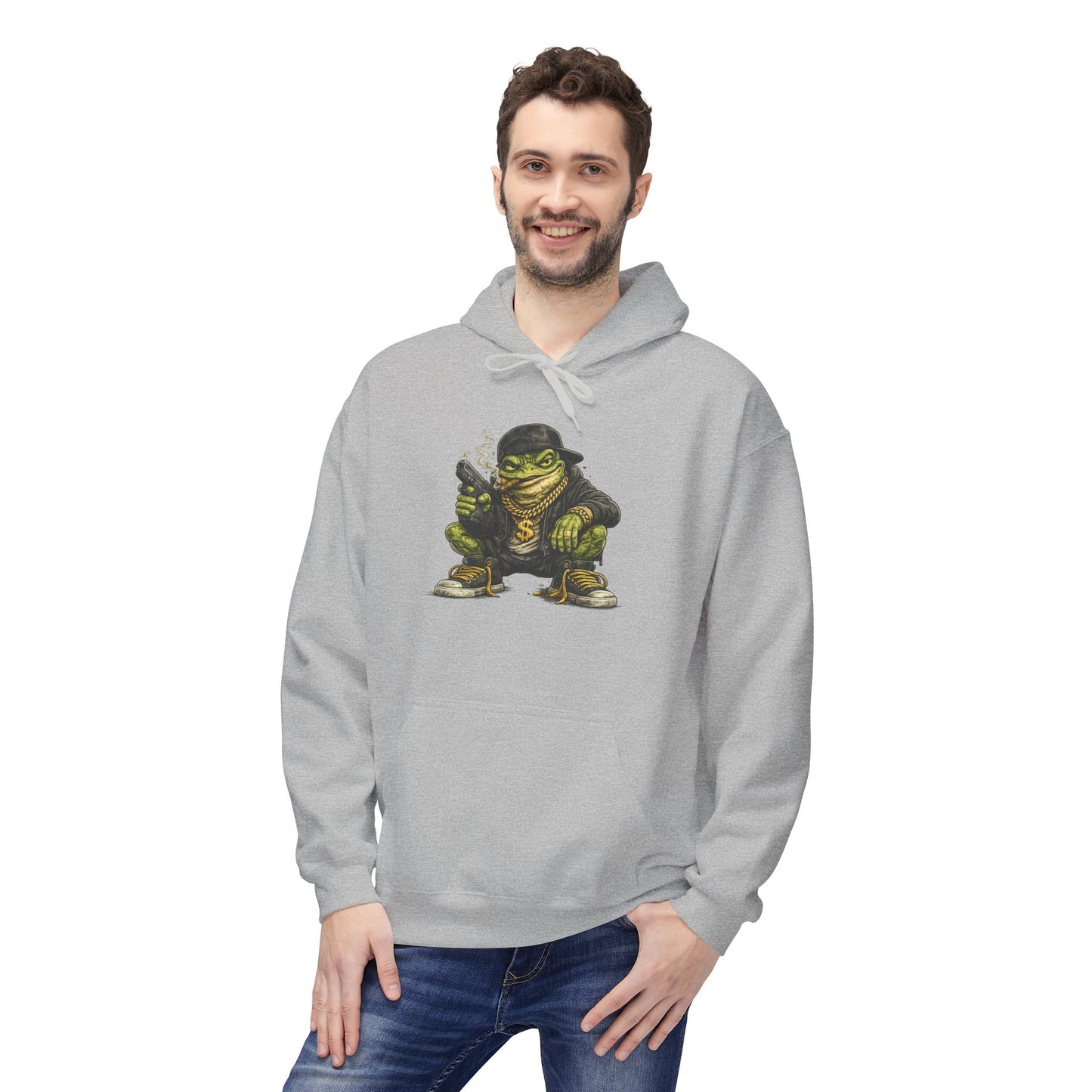 Hoodie — Retro Gangster Frog Graphic Hoodie