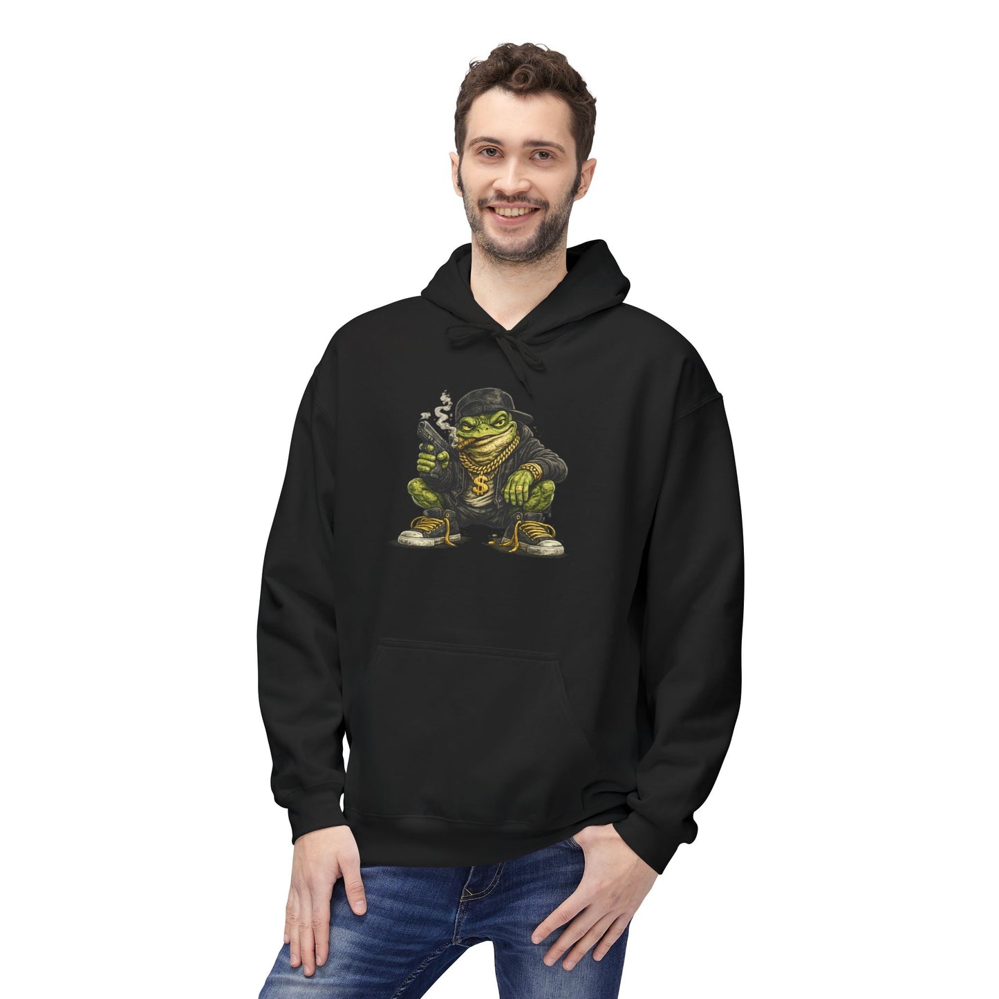 Hoodie — Retro Gangster Frog Graphic Hoodie