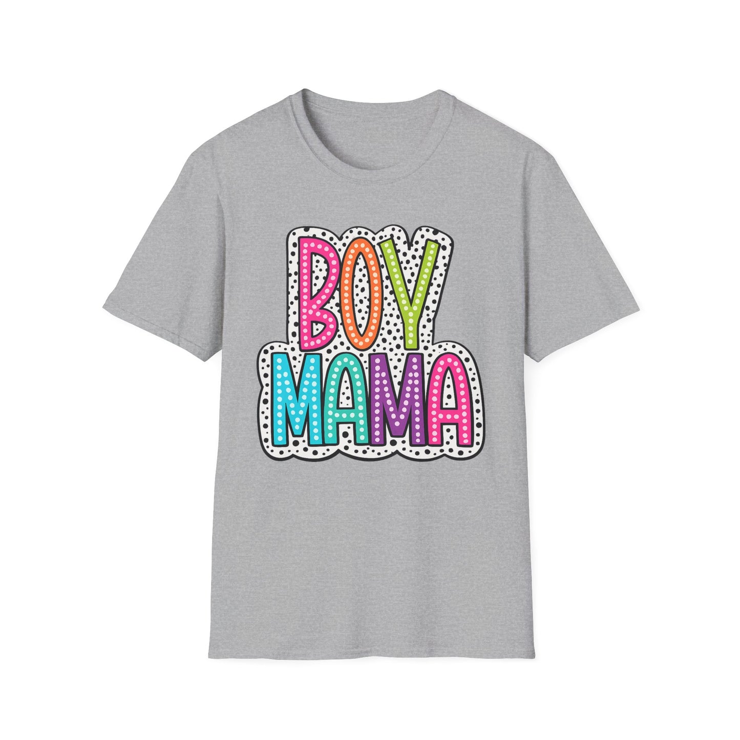 Boy Mama T-Shirt — Colorful Polka Dot Mom Tee