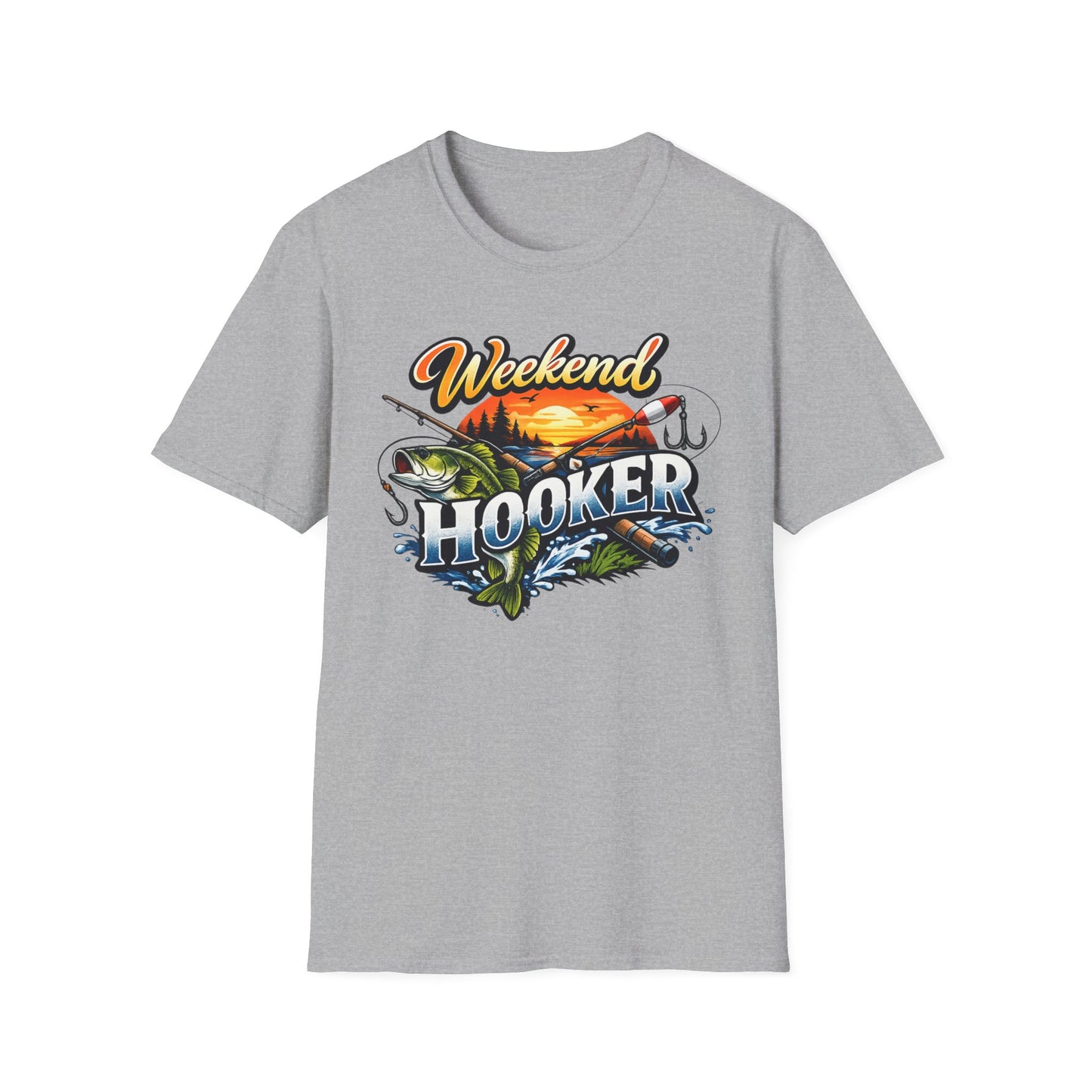 Weekend Hooker Fishing T-Shirt — Bass Sunset Angler Tee