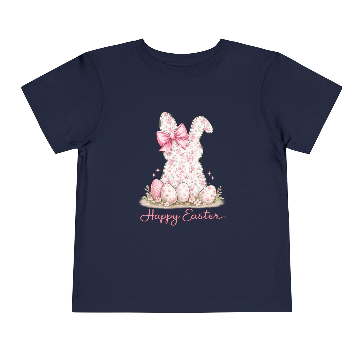Toddler Tee — Pink Floral Bunny "Happy Easter"