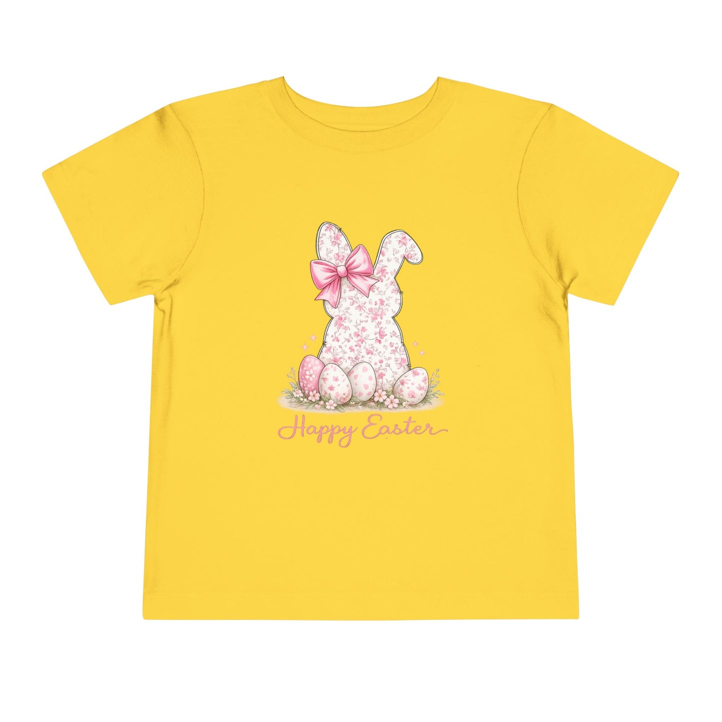 Toddler Tee — Pink Floral Bunny "Happy Easter"