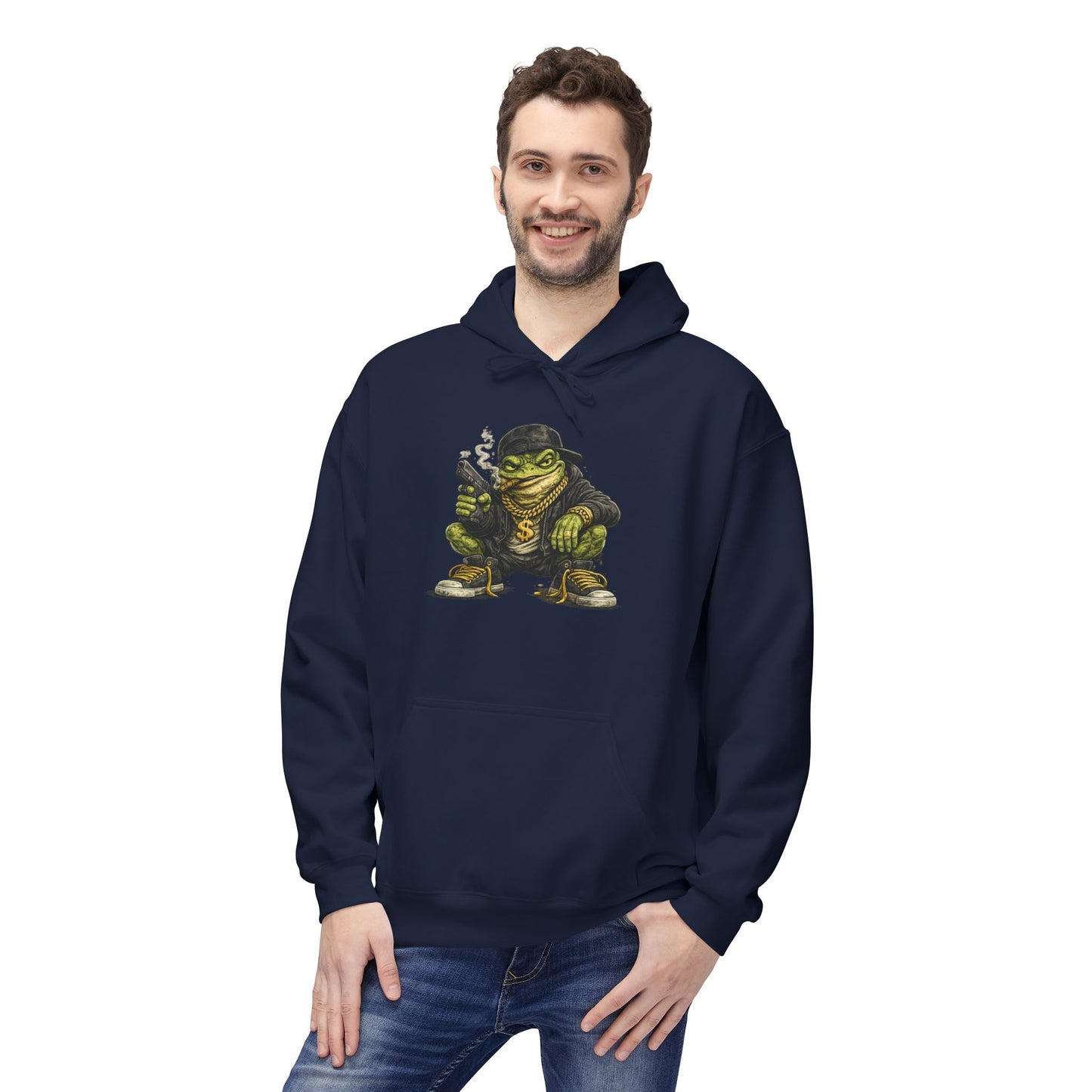 Hoodie — Retro Gangster Frog Graphic Hoodie