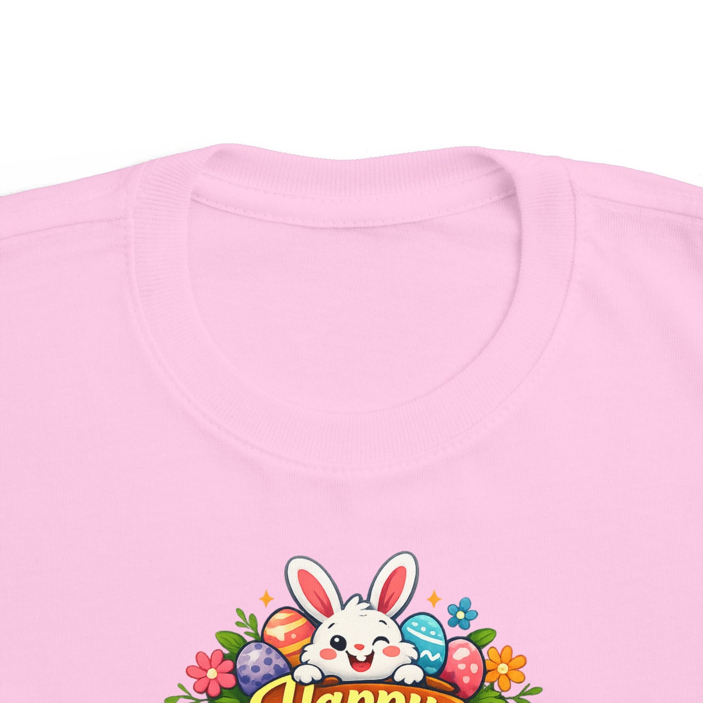Toddler Easter Tee — "Happy Easter" Bunny & Eggs Spring Graphic