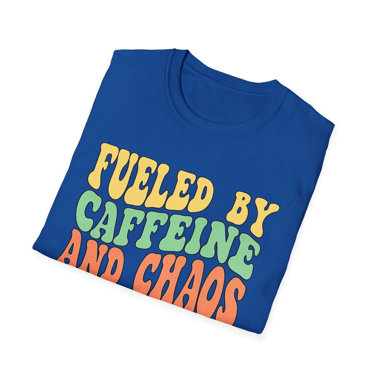 Fueled by Caffeine and Chaos T-Shirt — Retro Graphic Coffee Lover Tee