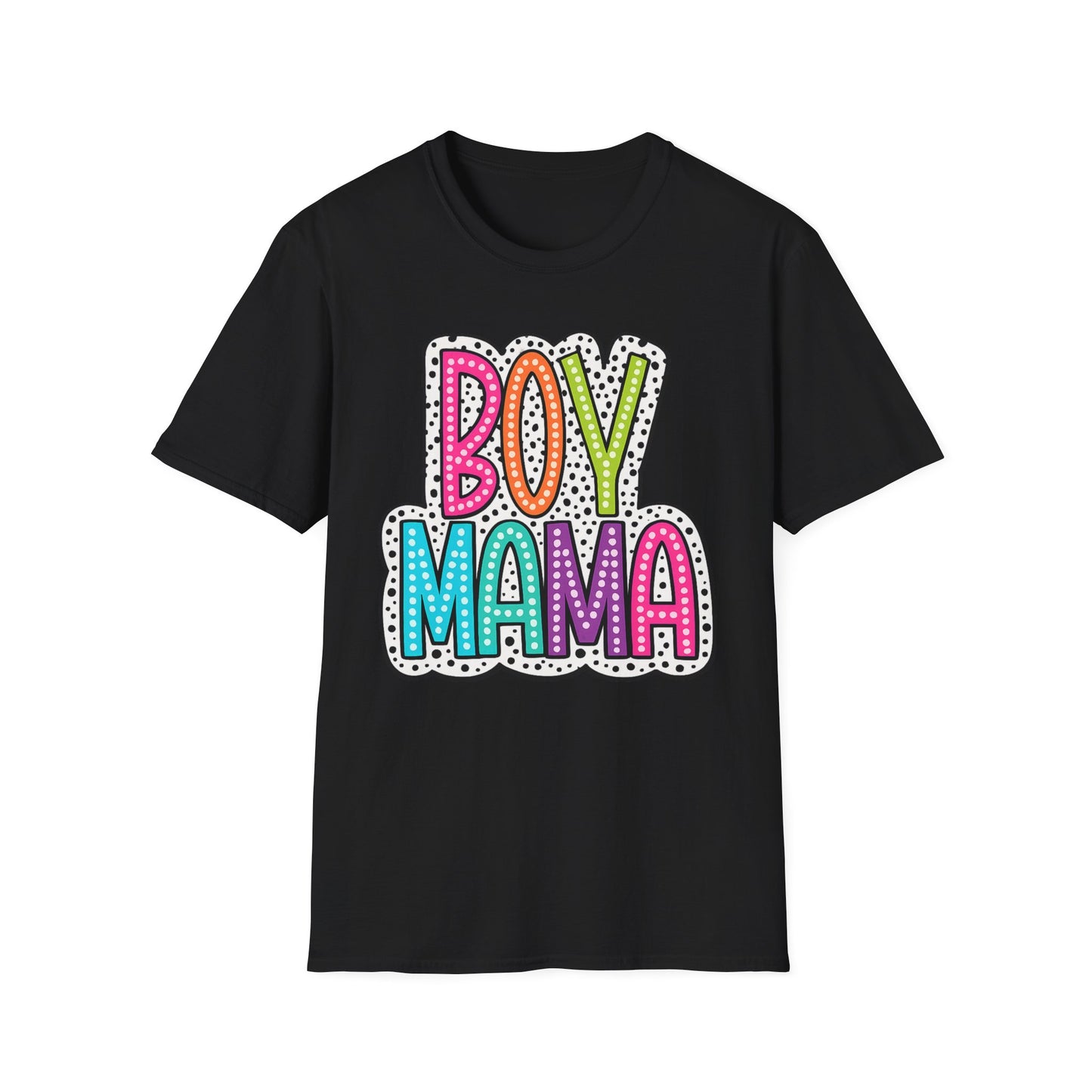 Boy Mama T-Shirt — Colorful Polka Dot Mom Tee