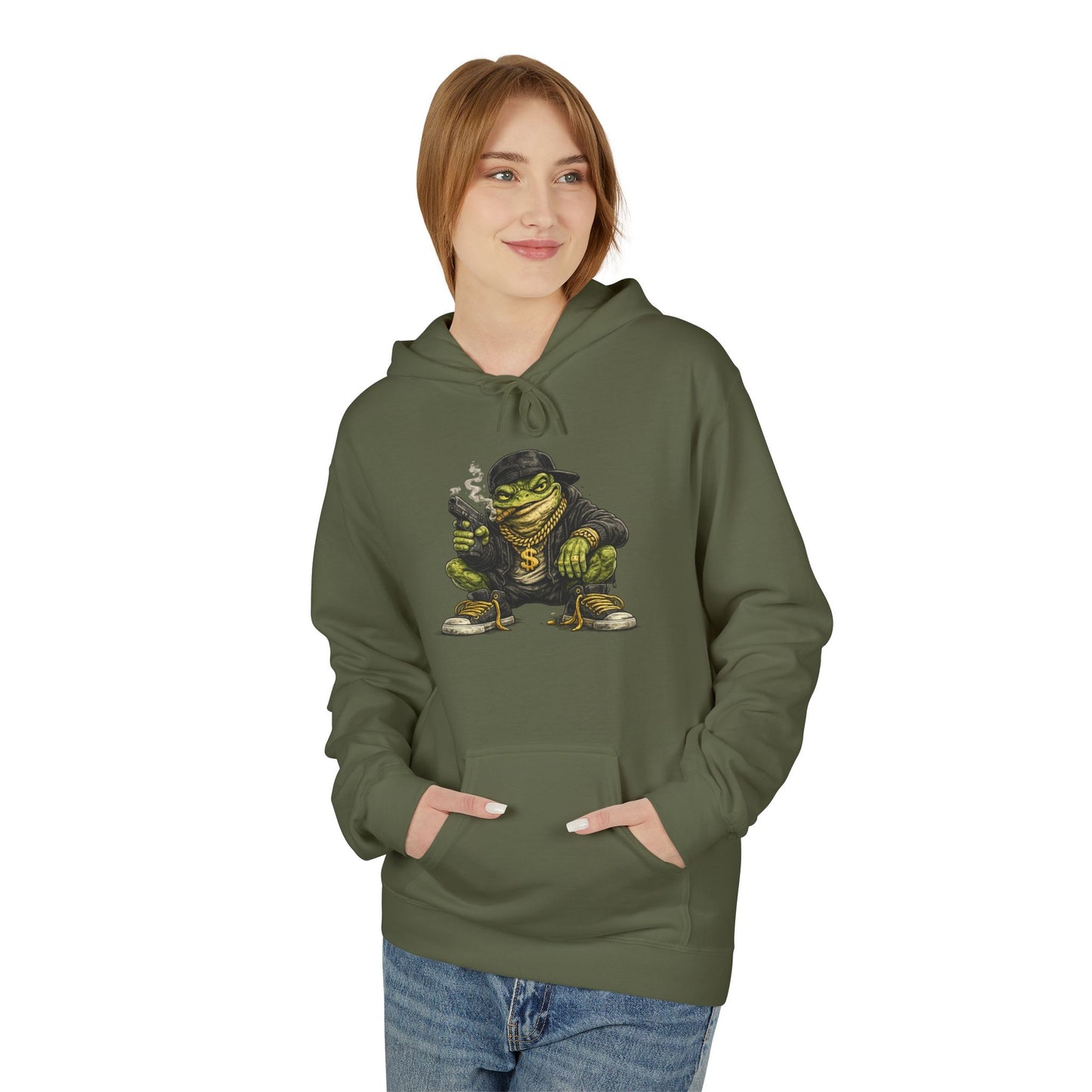 Hoodie — Retro Gangster Frog Graphic Hoodie