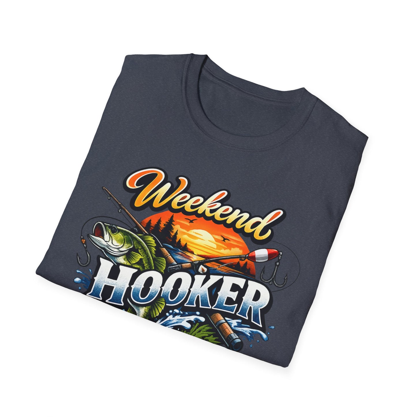 Weekend Hooker Fishing T-Shirt — Bass Sunset Angler Tee