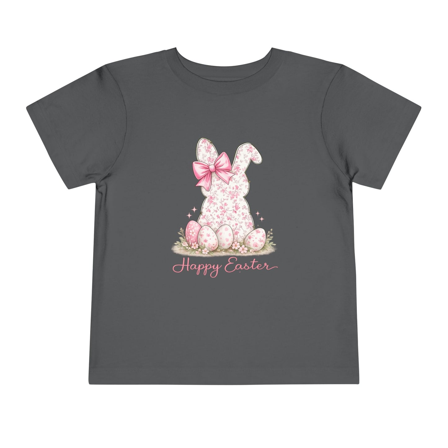 Toddler Tee — Pink Floral Bunny "Happy Easter"