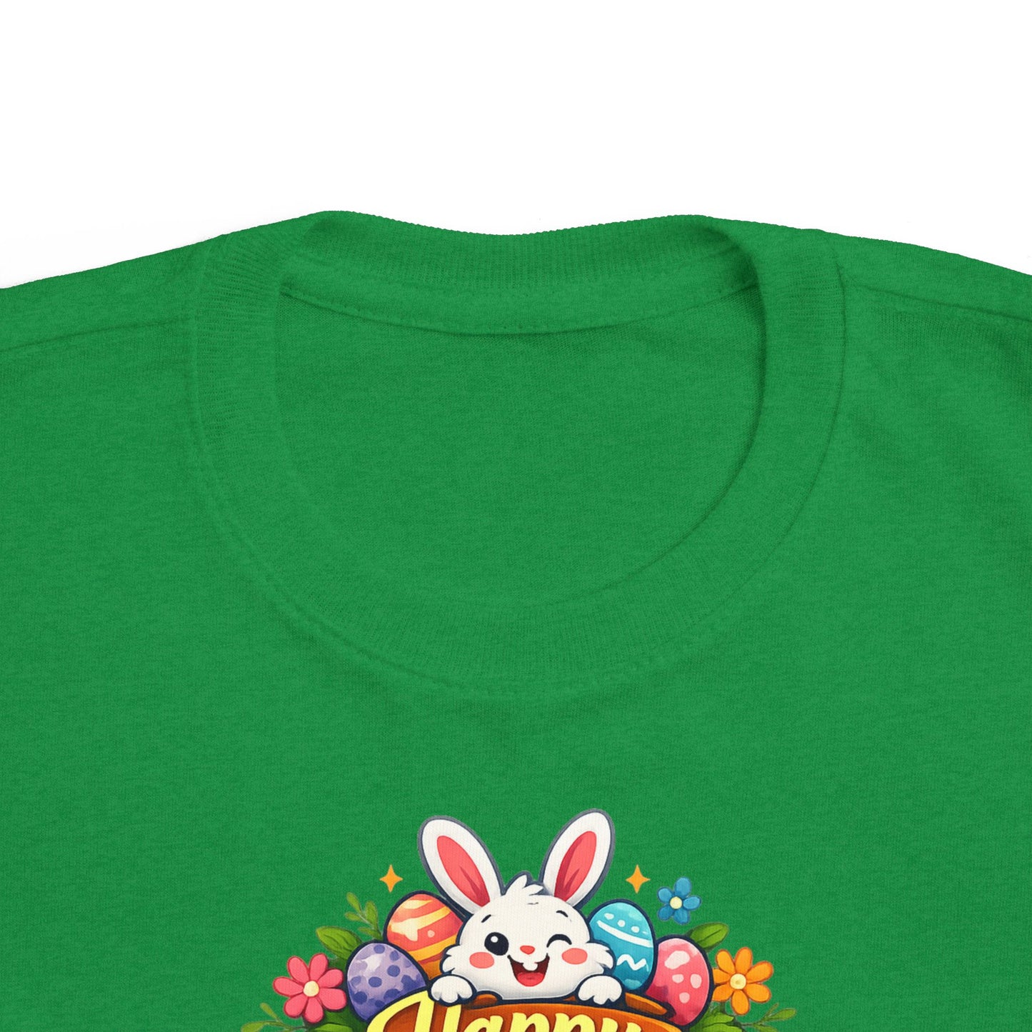 Toddler Easter Tee — "Happy Easter" Bunny & Eggs Spring Graphic