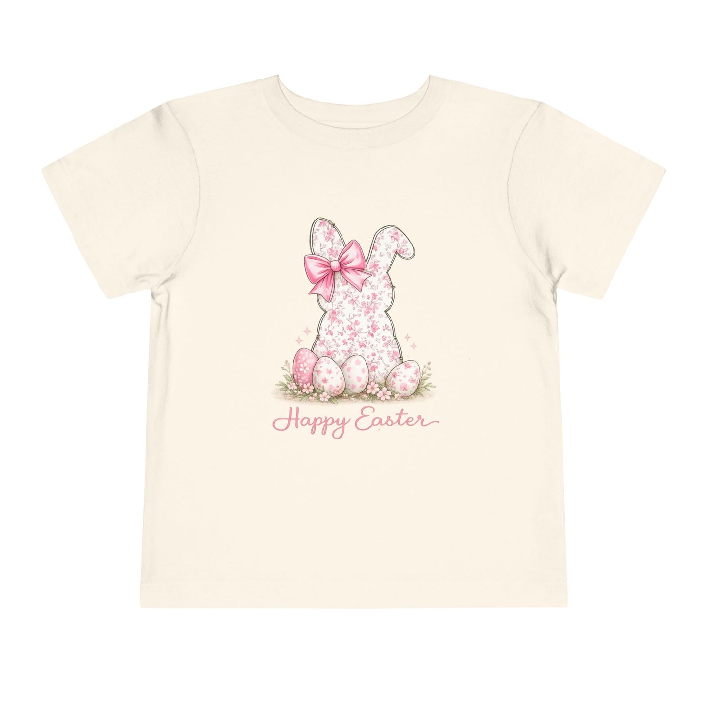 Toddler Tee — Pink Floral Bunny "Happy Easter"