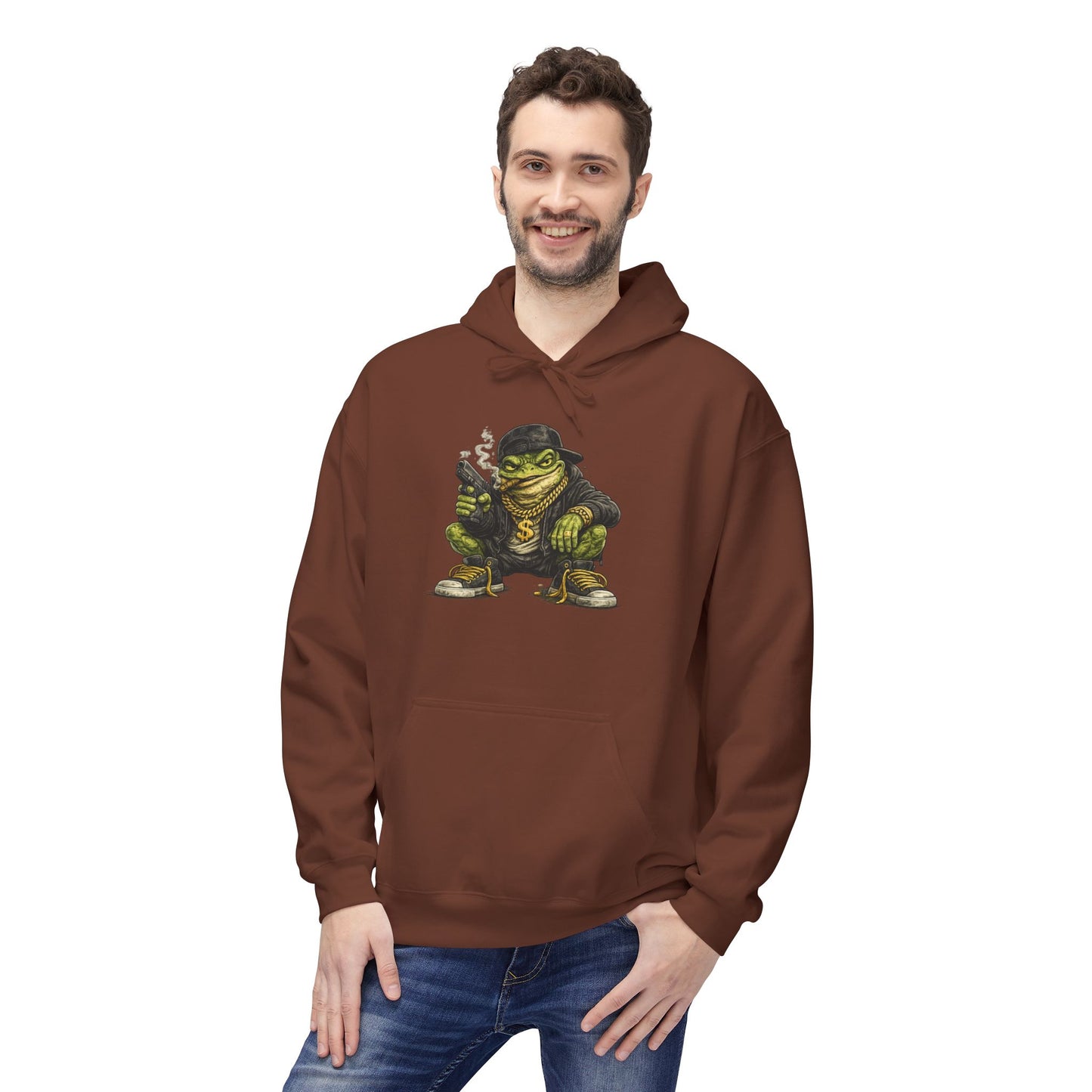 Hoodie — Retro Gangster Frog Graphic Hoodie
