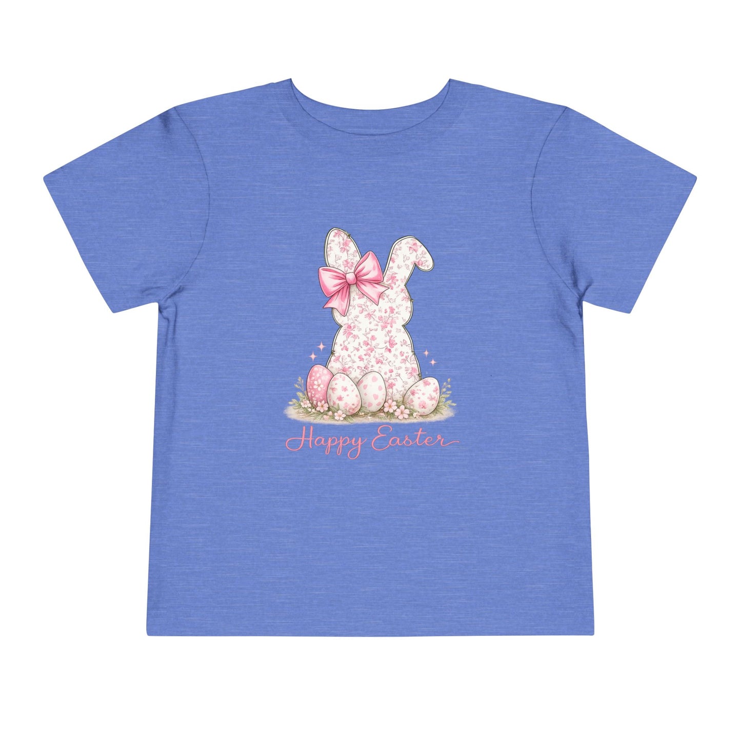 Toddler Tee — Pink Floral Bunny "Happy Easter"