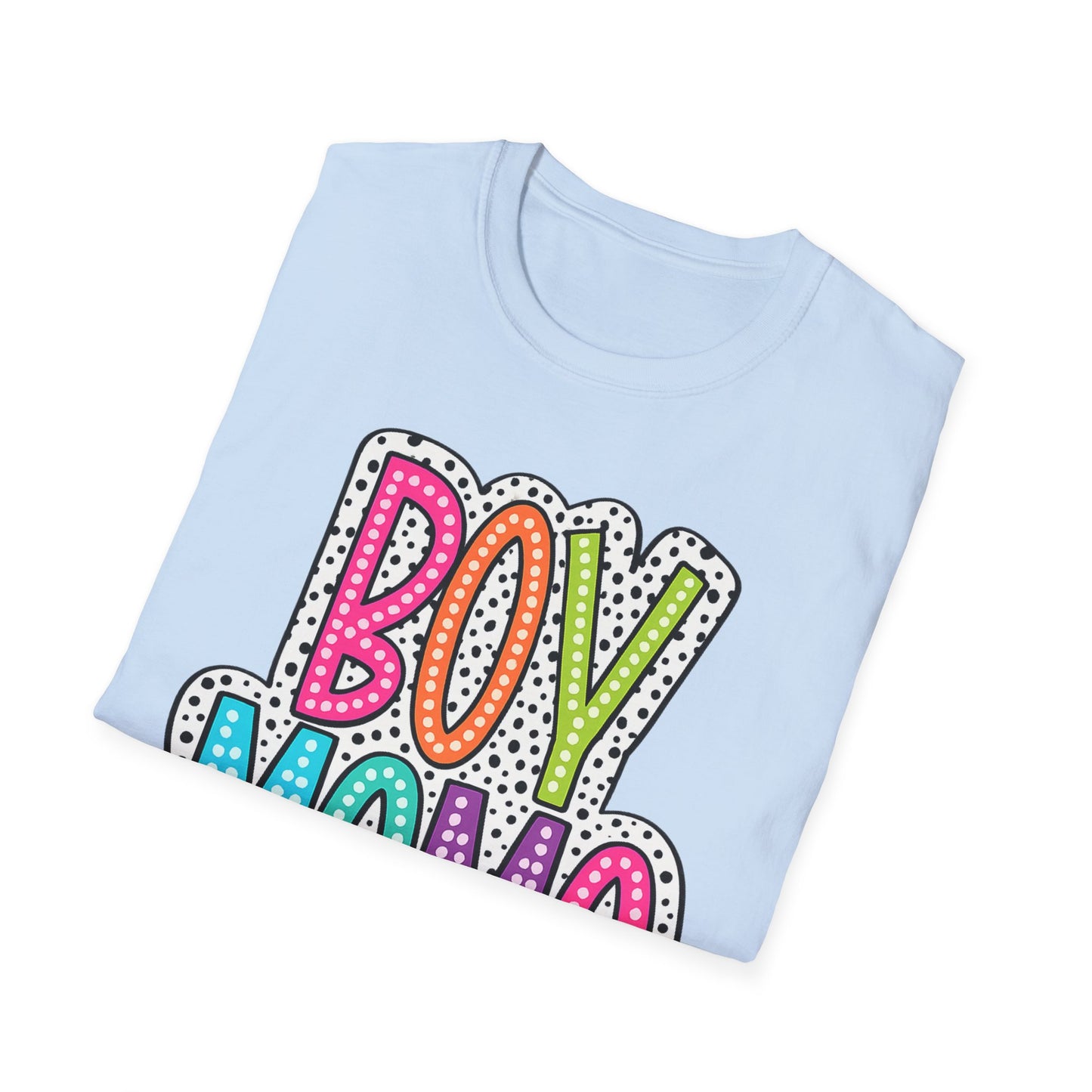 Boy Mama T-Shirt — Colorful Polka Dot Mom Tee