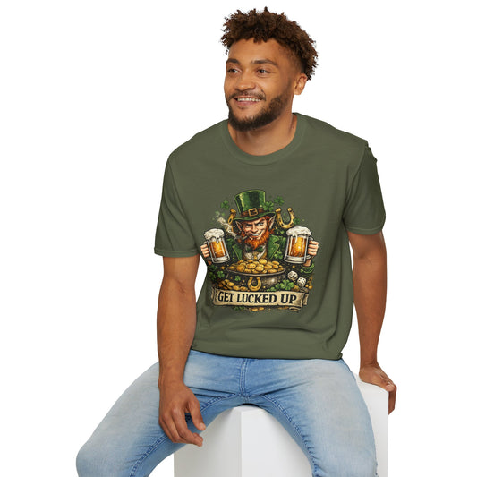 Get Lucked Up St. Patrick's Day T-Shirt — Funny Leprechaun Beer & Gold Tee