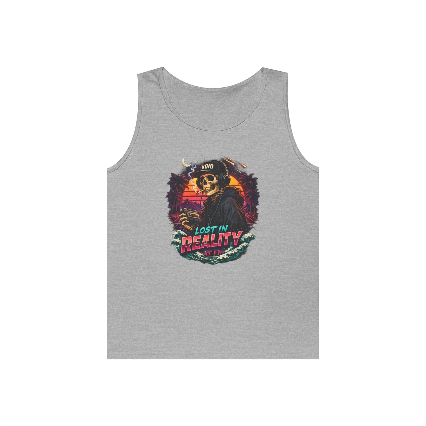 Skull Sunset Tank Top — "Lost in Reality" Retro Beach Vibe