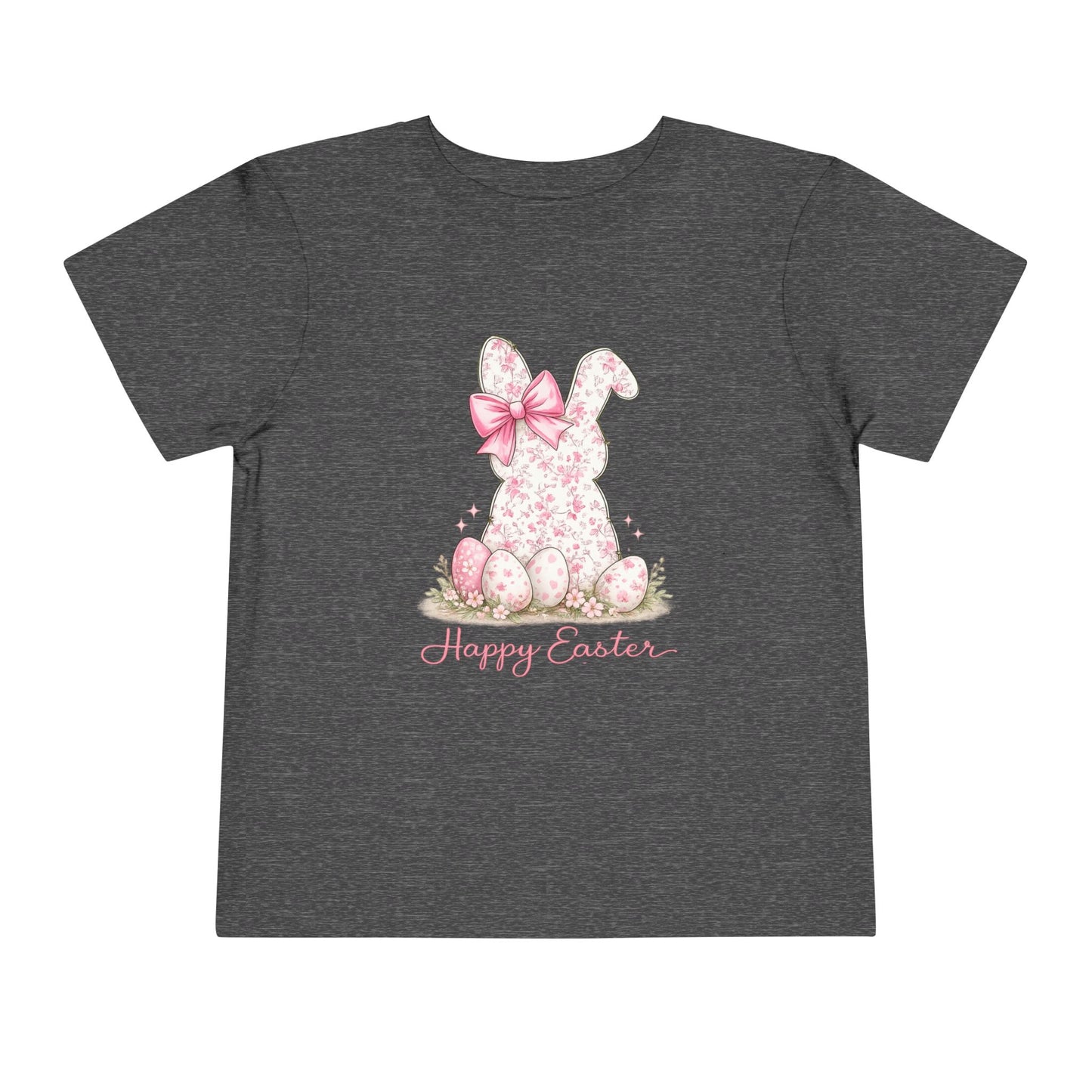 Toddler Tee — Pink Floral Bunny "Happy Easter"