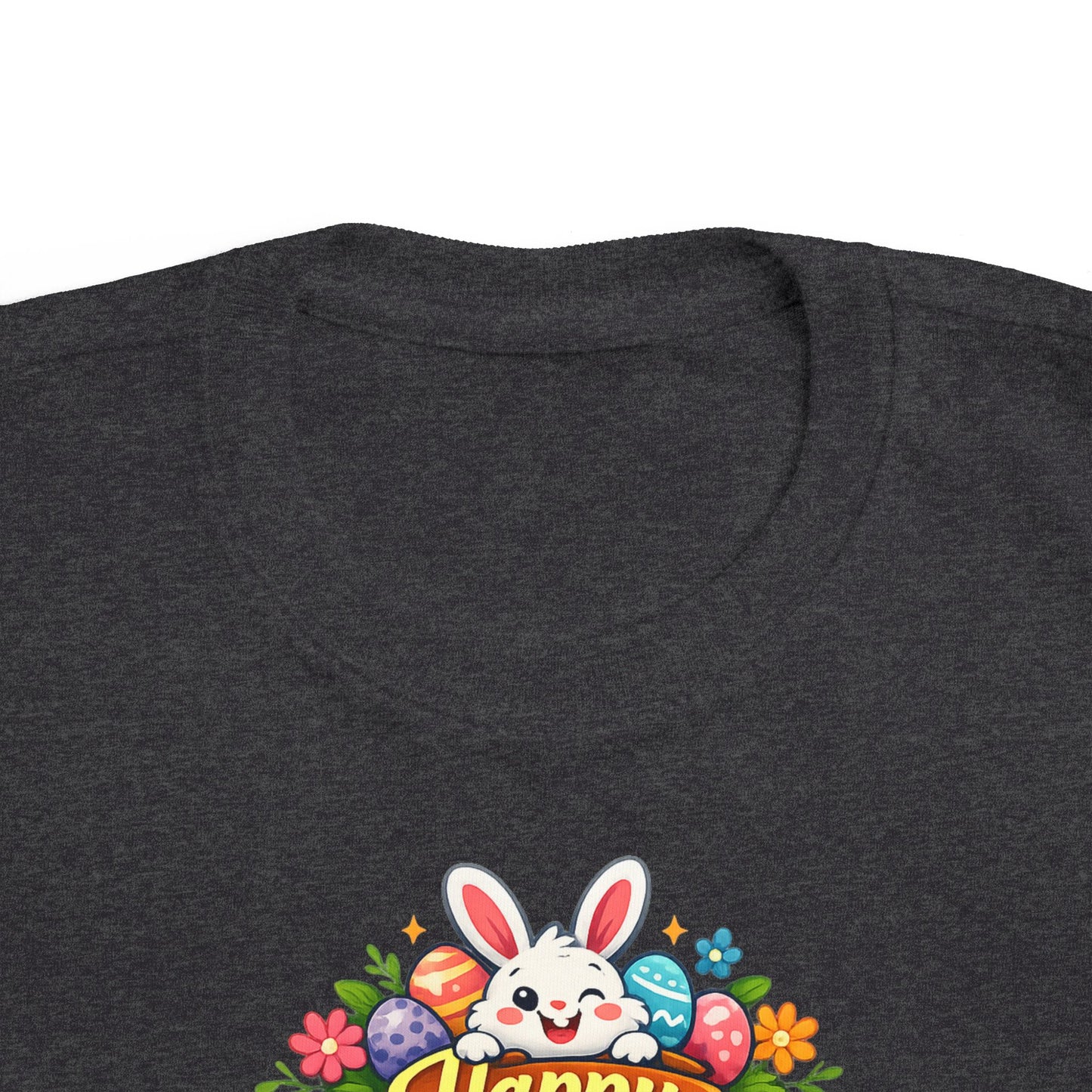 Toddler Easter Tee — "Happy Easter" Bunny & Eggs Spring Graphic