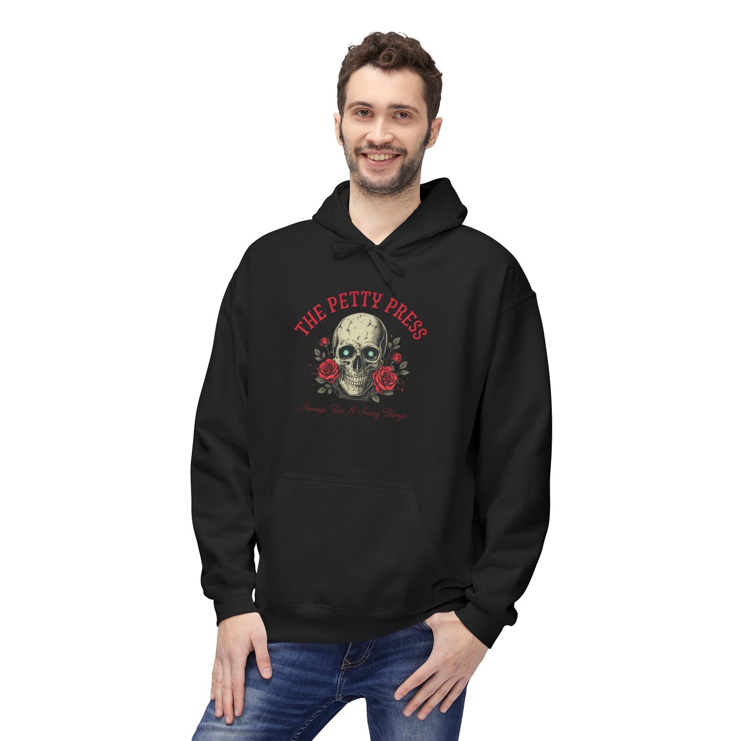 Skull & Roses Hoodie — The Petty Press Gothic Floral Pullover