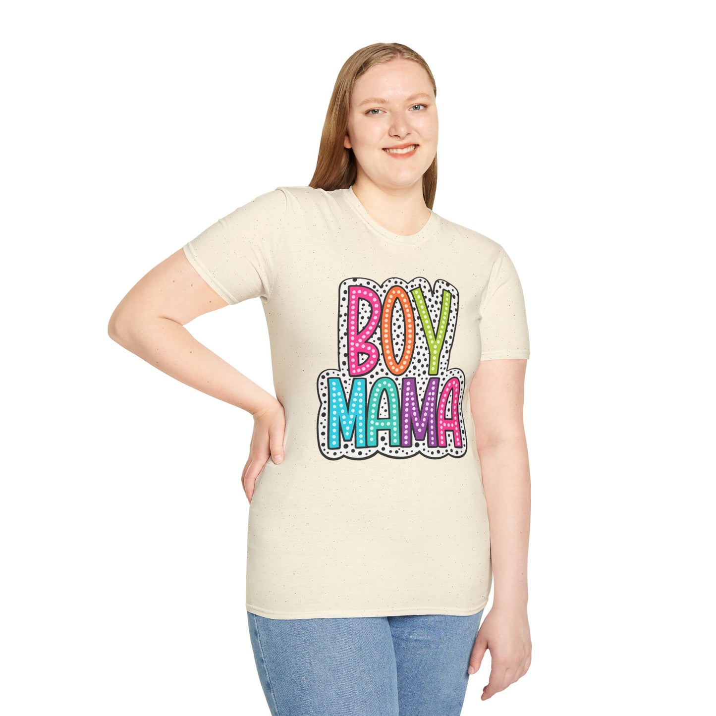 Boy Mama T-Shirt — Colorful Polka Dot Mom Tee