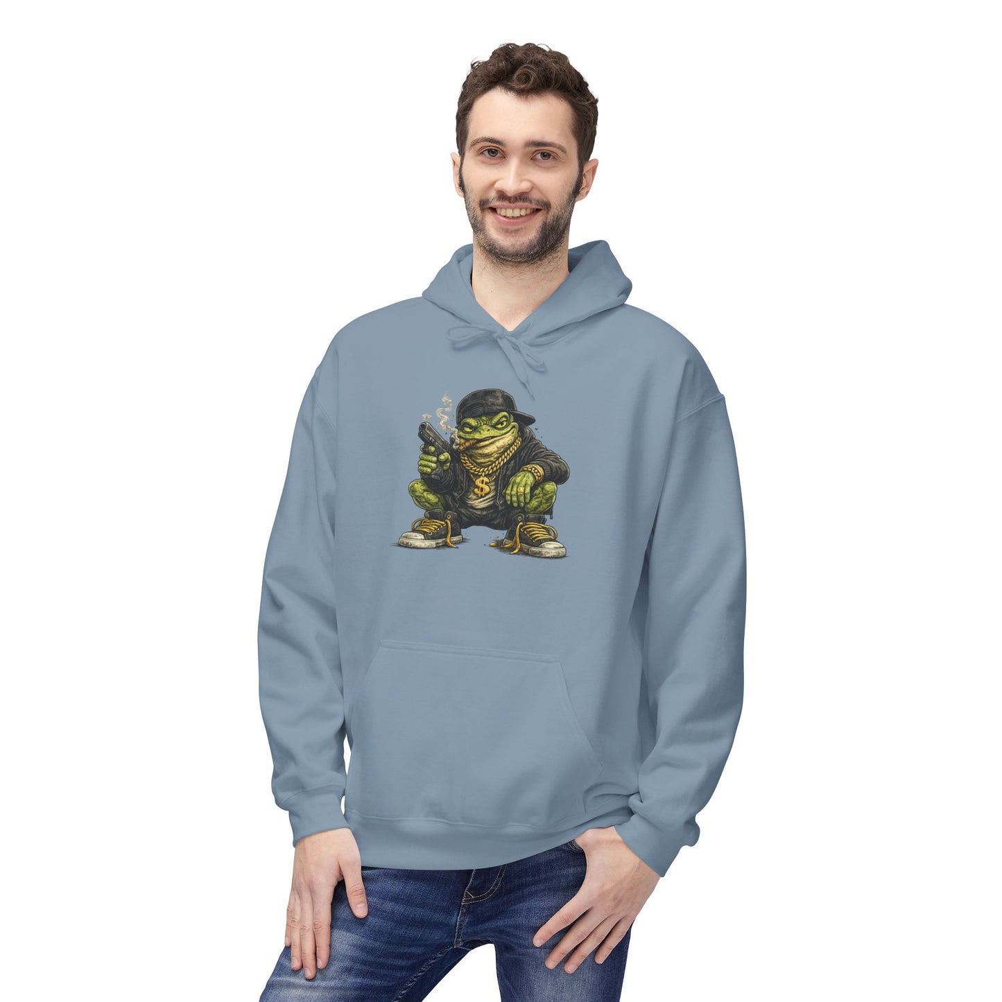Hoodie — Retro Gangster Frog Graphic Hoodie