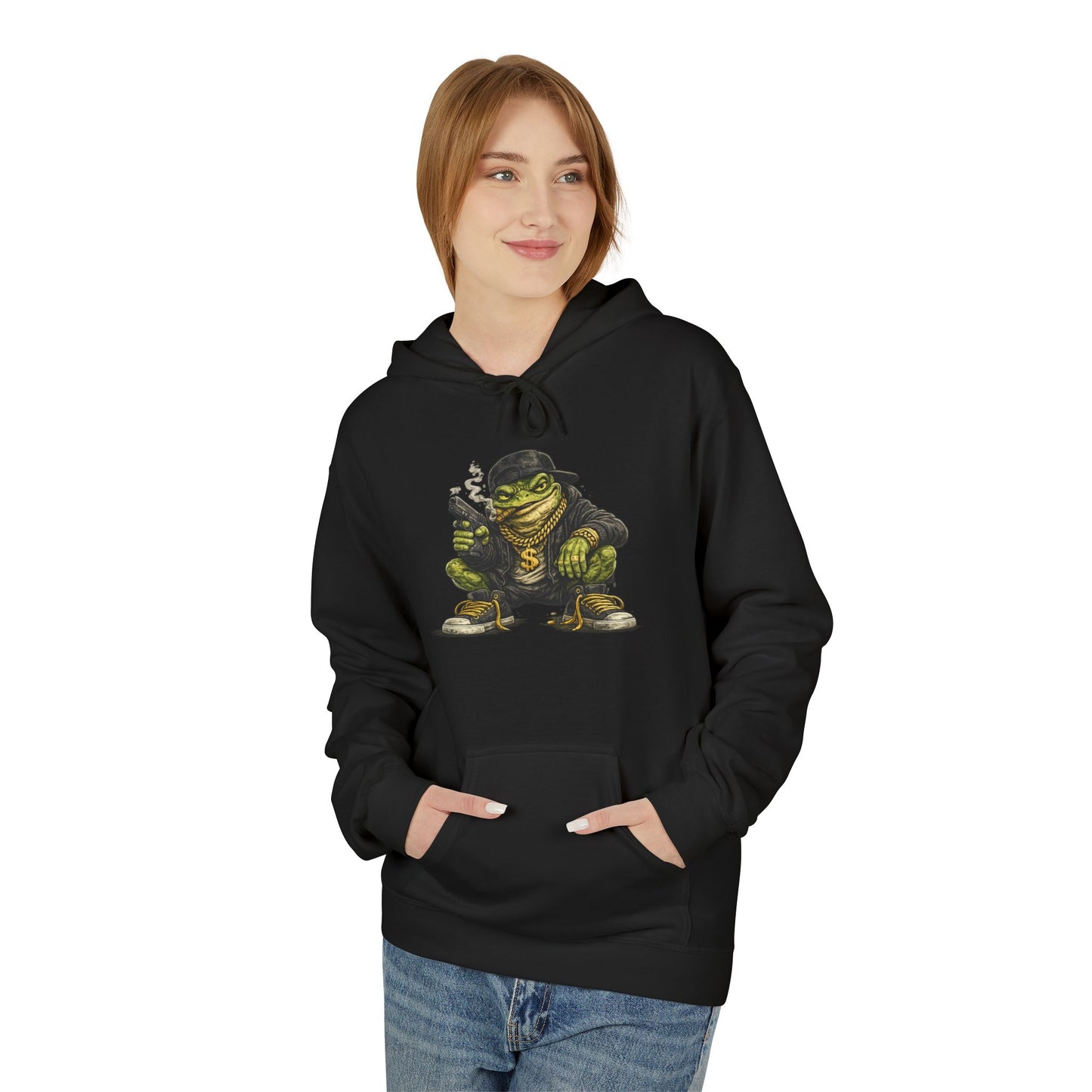 Hoodie — Retro Gangster Frog Graphic Hoodie