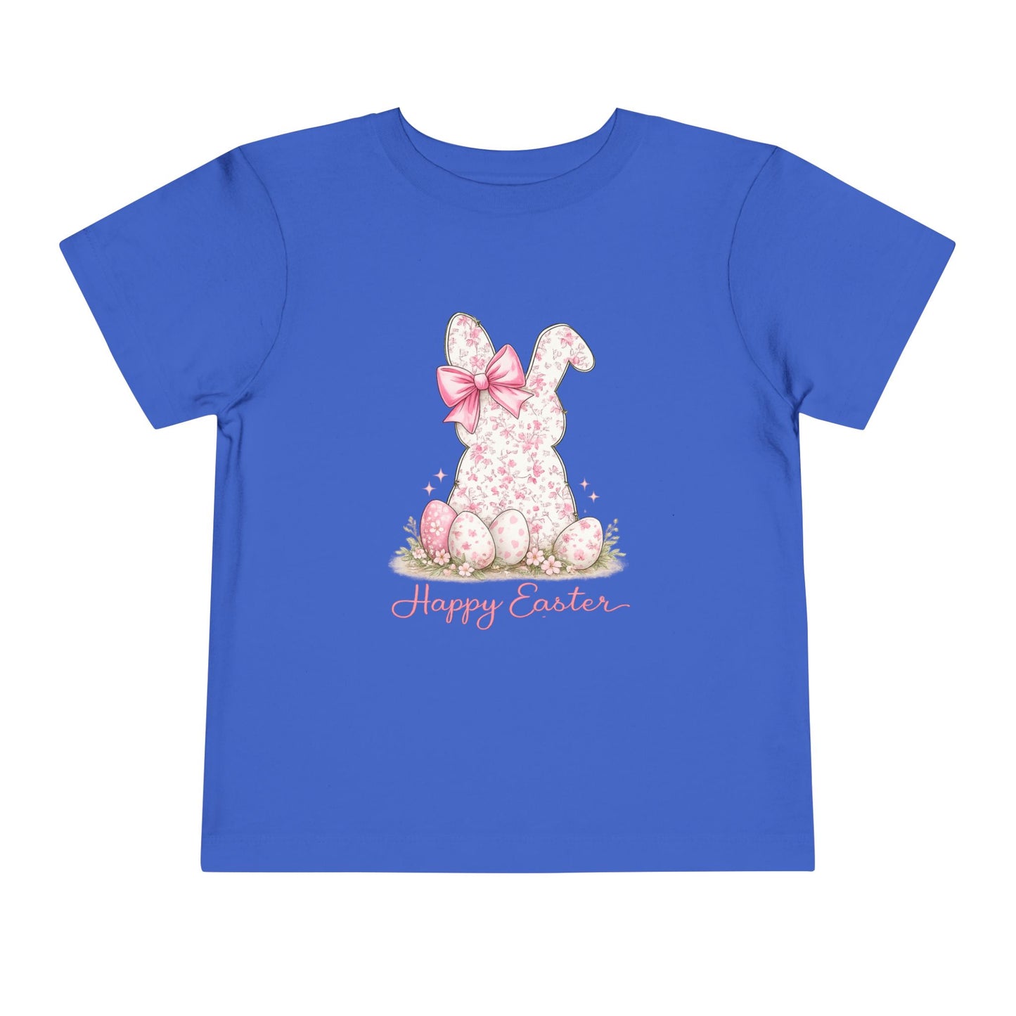 Toddler Tee — Pink Floral Bunny "Happy Easter"