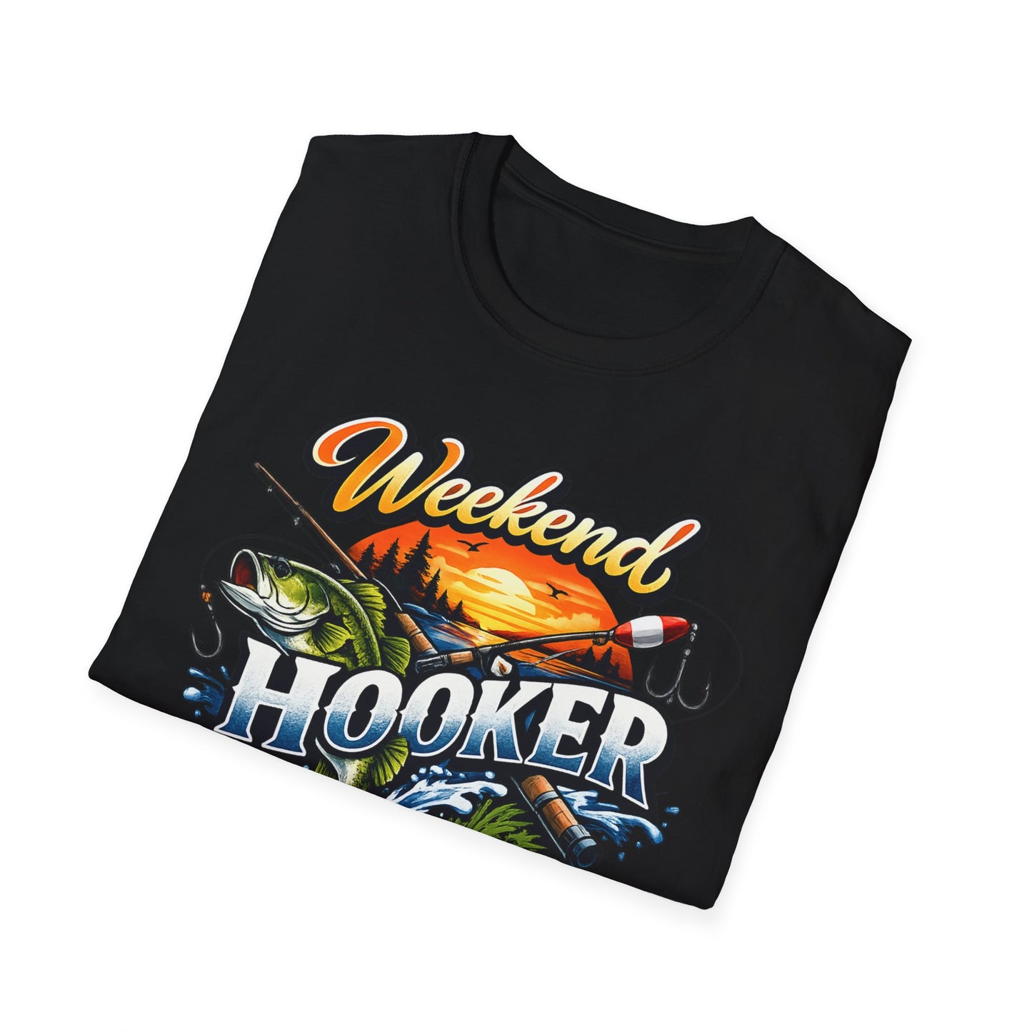 Weekend Hooker Fishing T-Shirt — Bass Sunset Angler Tee