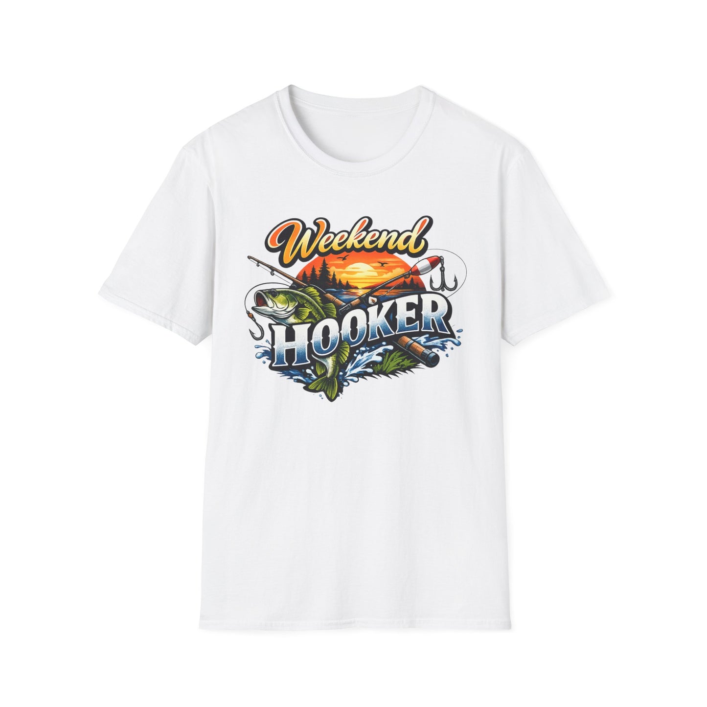 Weekend Hooker Fishing T-Shirt — Bass Sunset Angler Tee