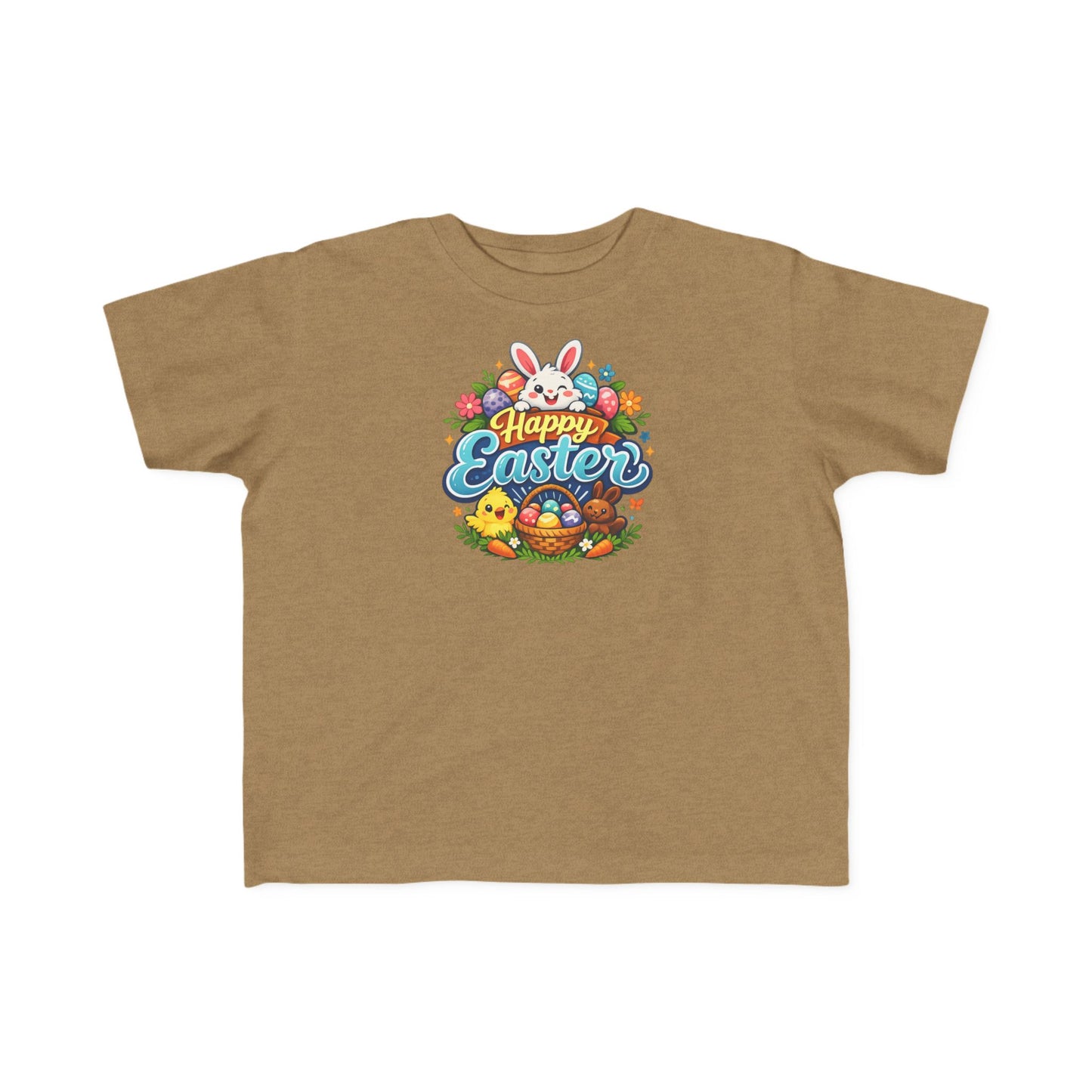 Toddler Easter Tee — "Happy Easter" Bunny & Eggs Spring Graphic